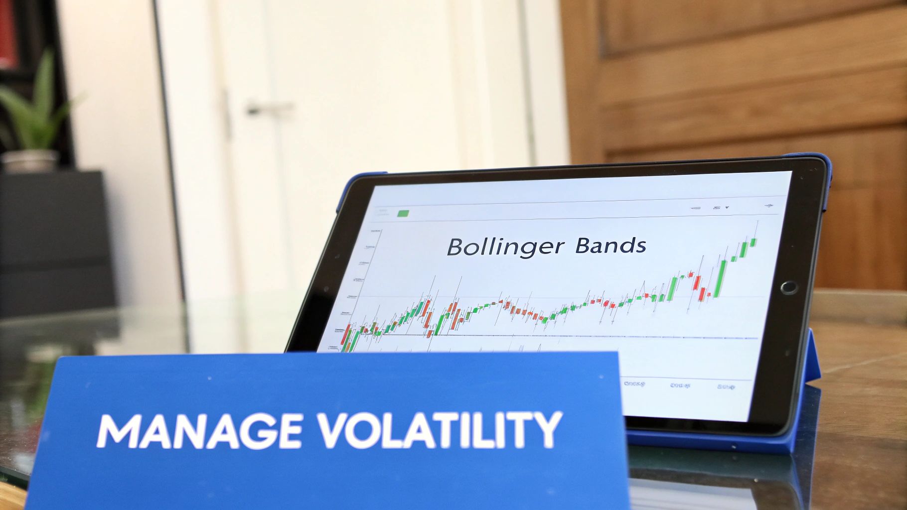 A chart displaying Bollinger Bands, showing periods of expansion and contraction in volatility