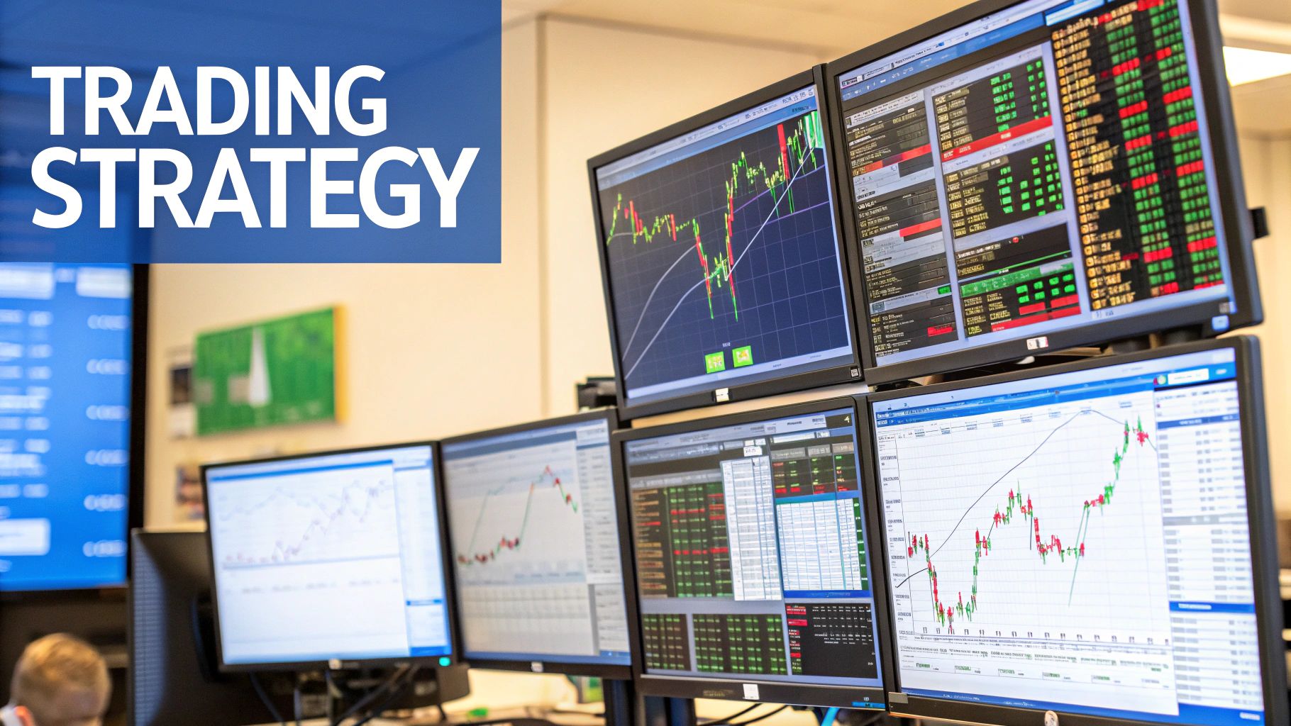 A trader analyzing DMI signals on a multi-monitor setup.