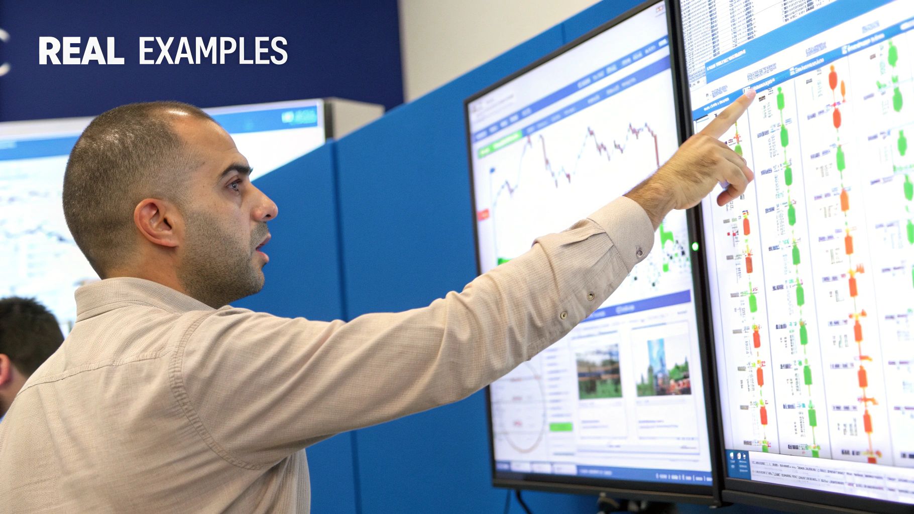 The ChartsWatcher platform interface showing multiple windows with alerts, charts, and market data.