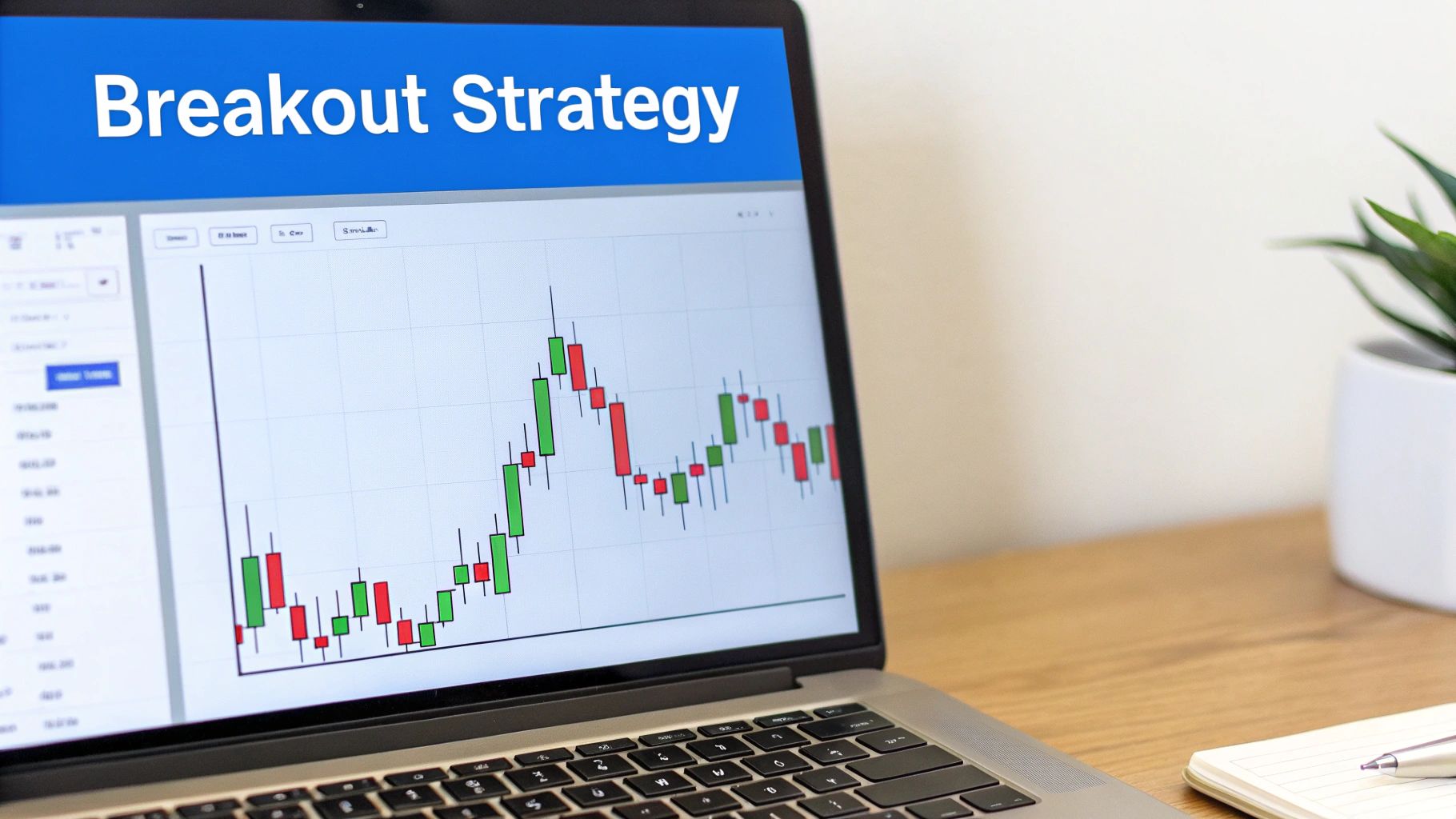 A chart showing a stock price breaking through a resistance level, triggering a buy stop order.