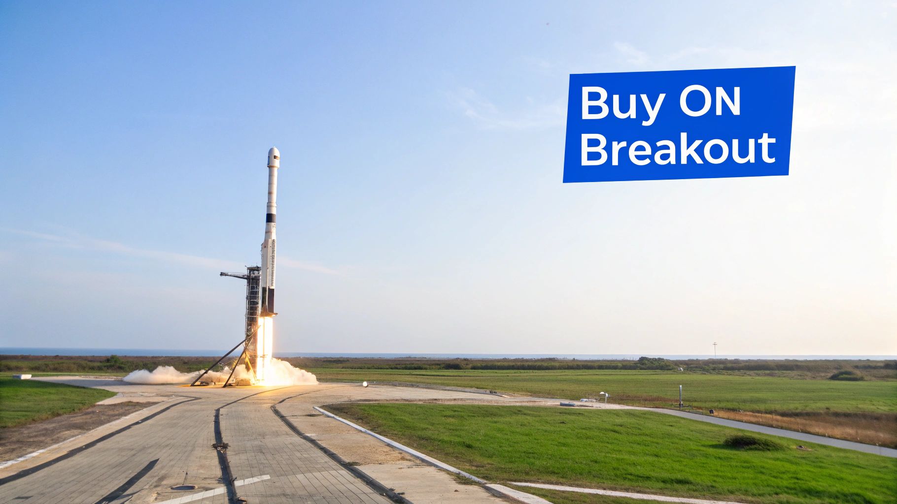 A rocket taking off, symbolizing a stock price breaking out upwards