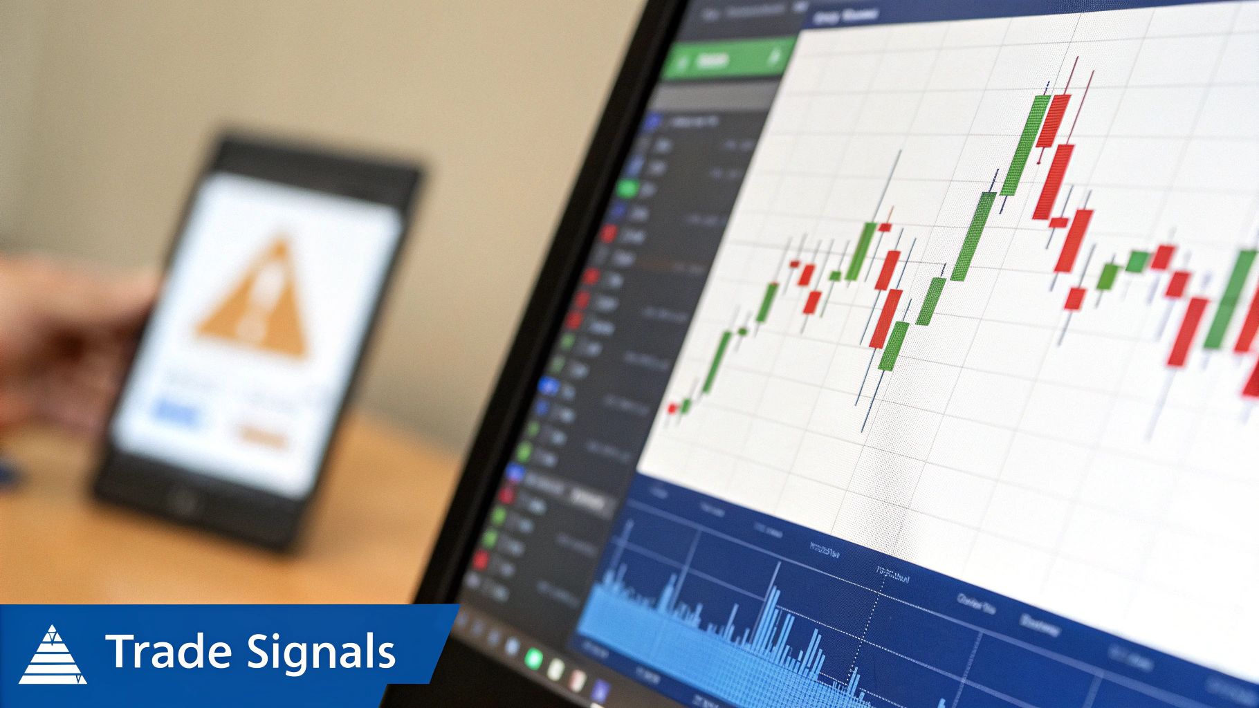An annotated stock chart showing price breakouts confirmed by high relative volume spikes.