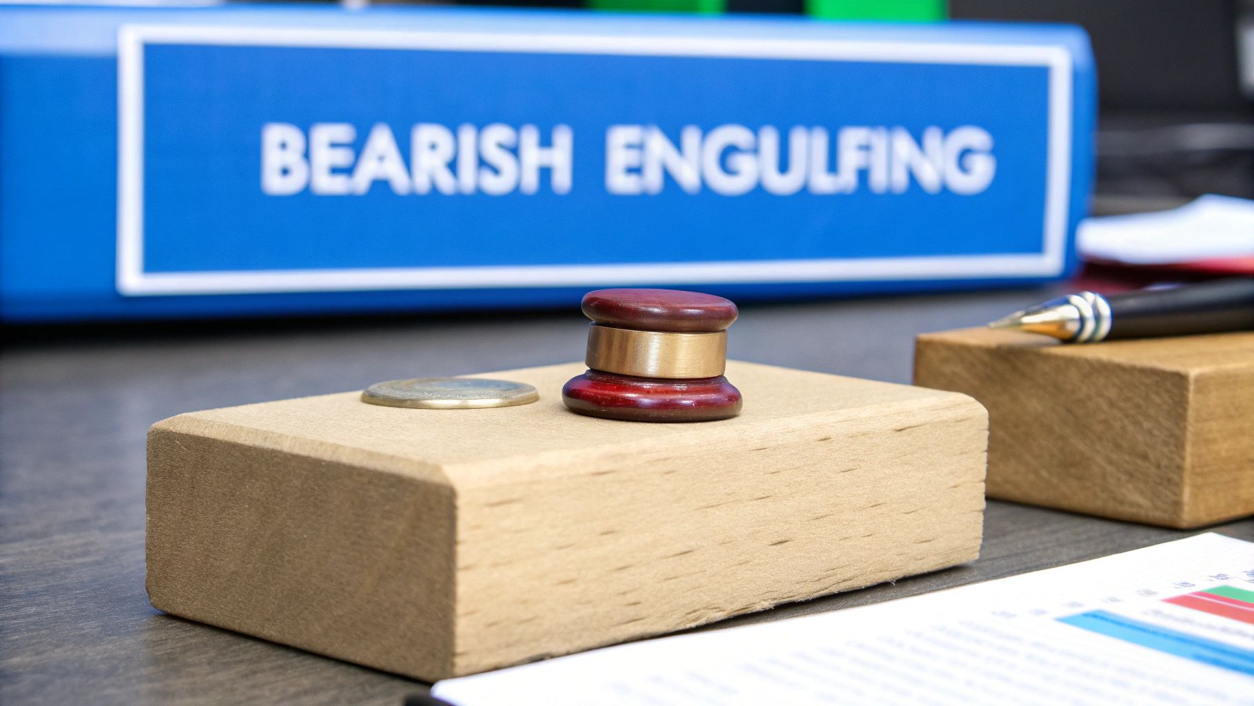 A chart showing a bearish engulfing candlestick pattern