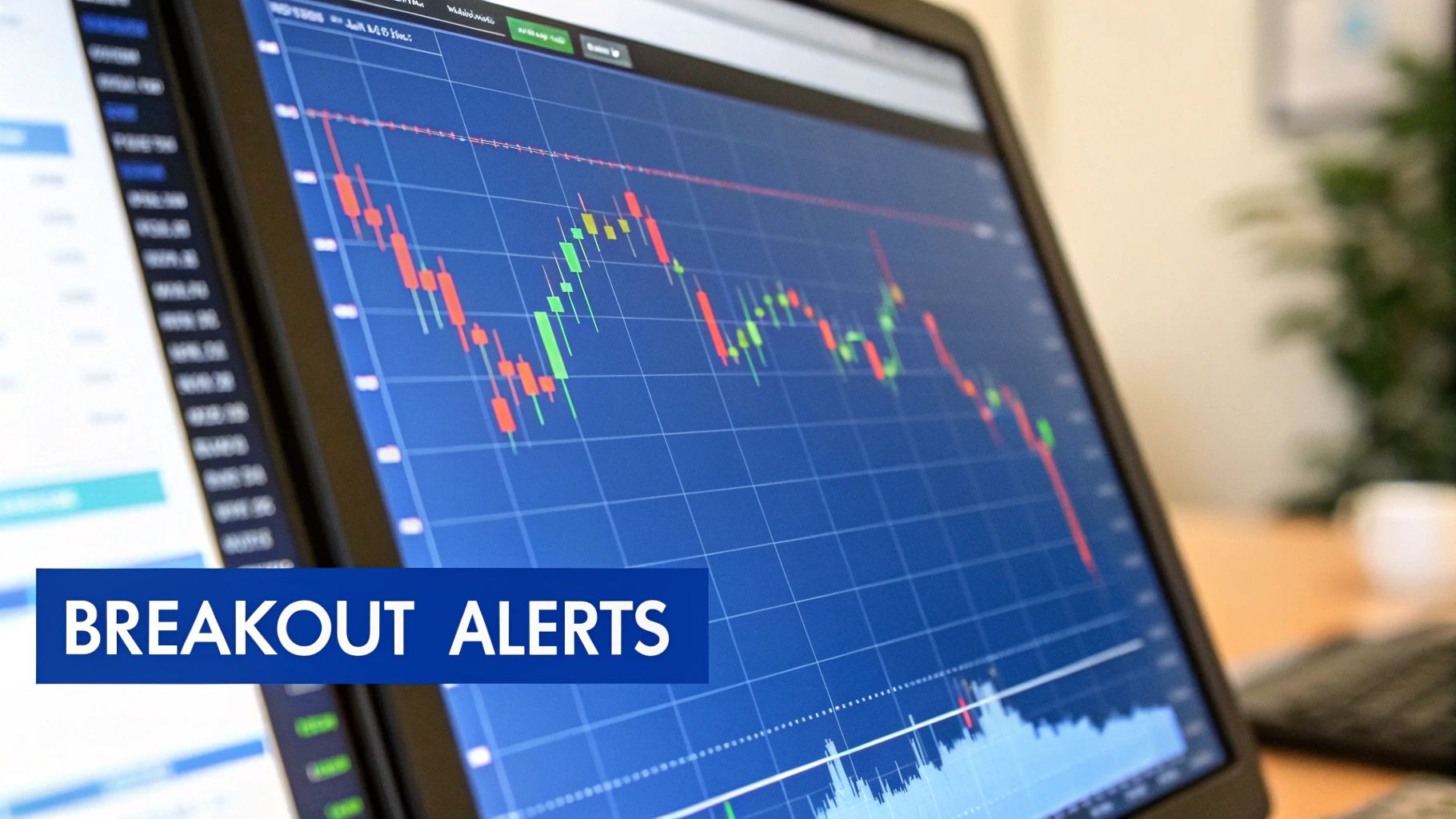 A stock chart showing a breakout pattern with increasing volume
