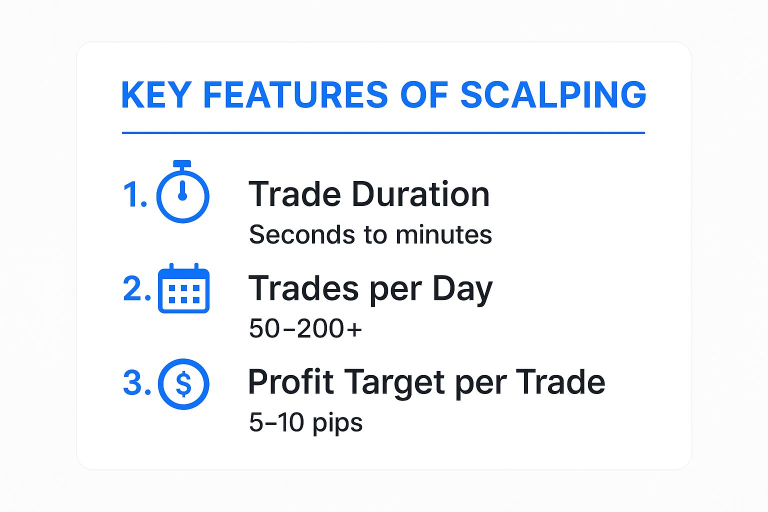 Infographic showing key data about Scalping (Day Trading Strategy)