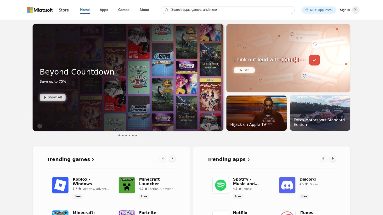 A screenshot of the Microsoft Store interface showing various writing and productivity apps available for download on Windows.