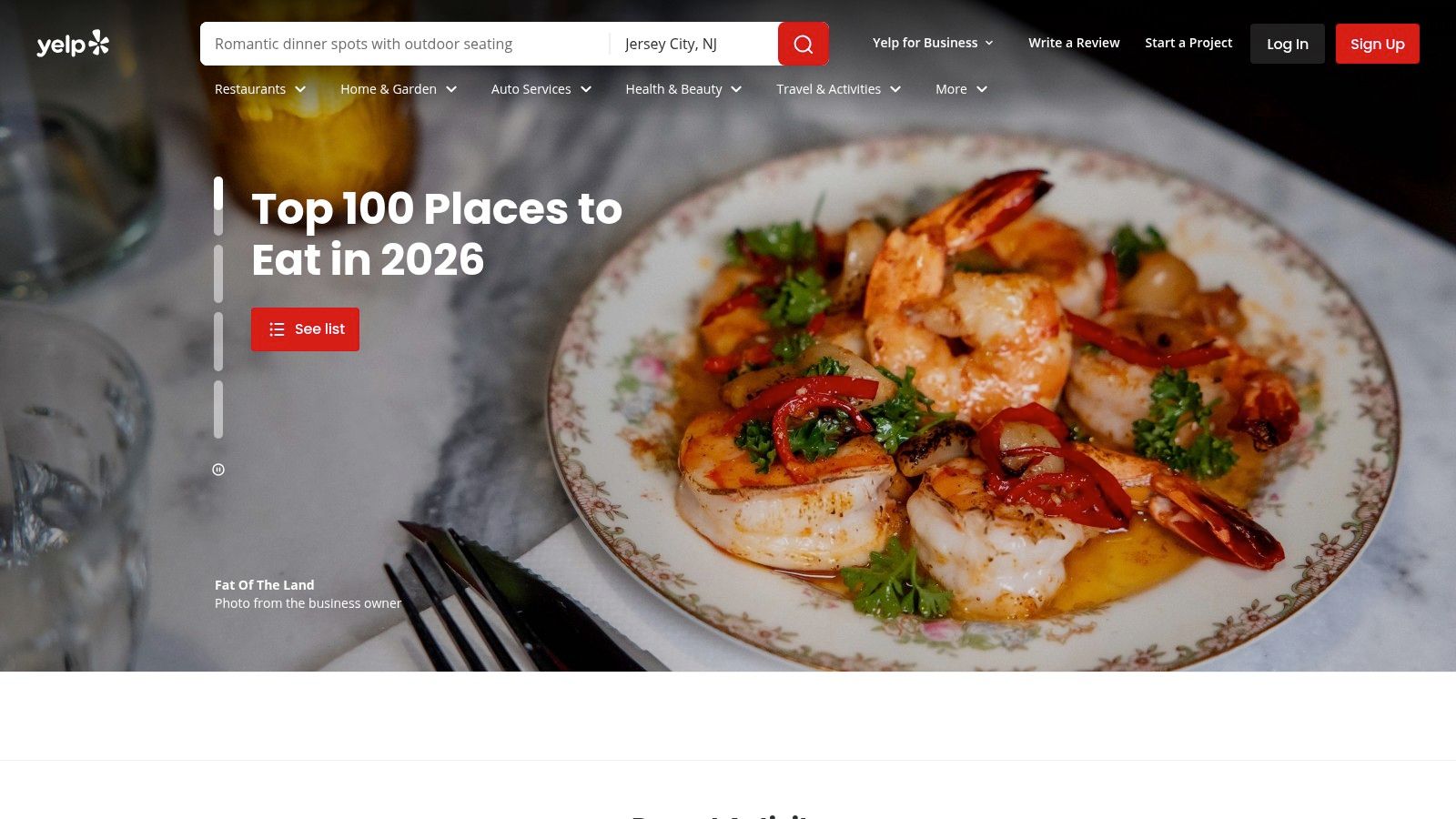 Yelp interface showing local business services
