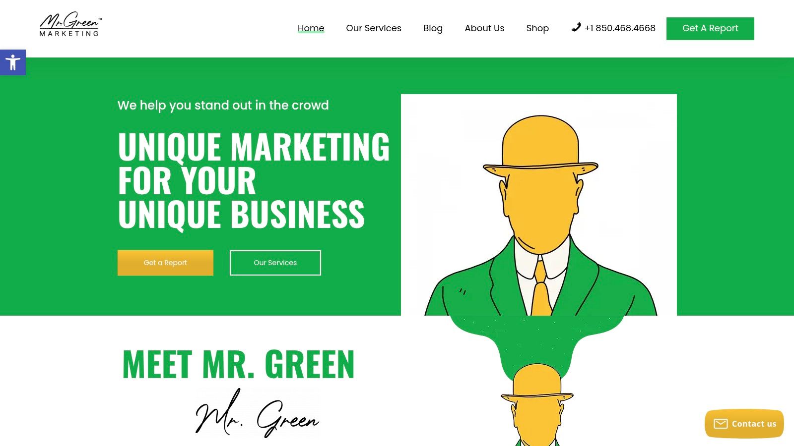 A professional and modern website design for a digital marketing agency featuring a green and white color scheme.