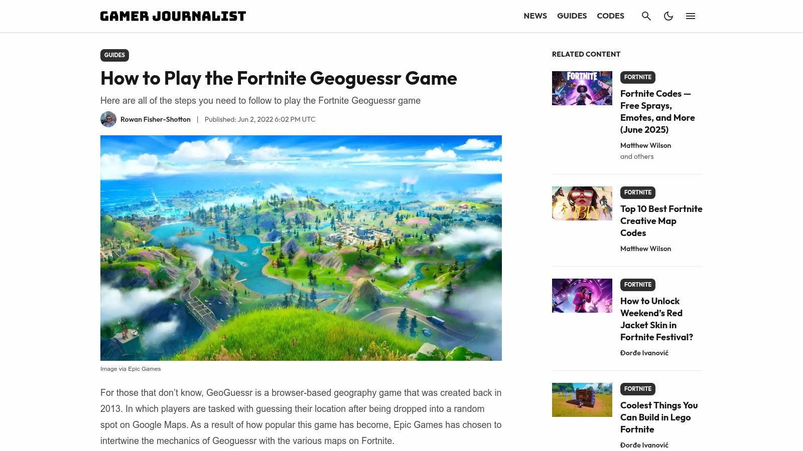 Gamer Journalist: How to Play the Fortnite GeoGuessr Game