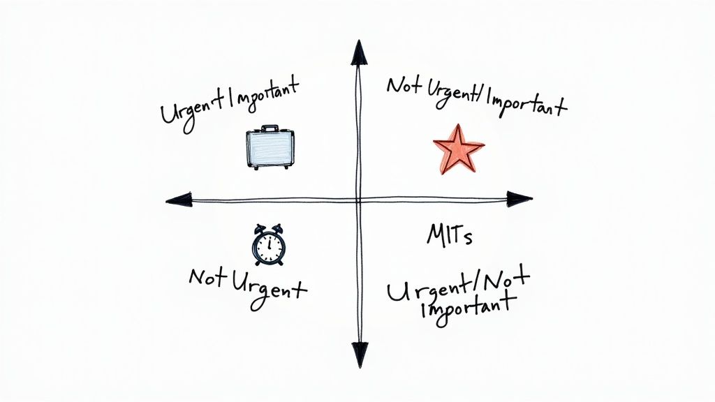 An entrepreneur strategically planning tasks on a whiteboard, symbolizing focus on business growth.