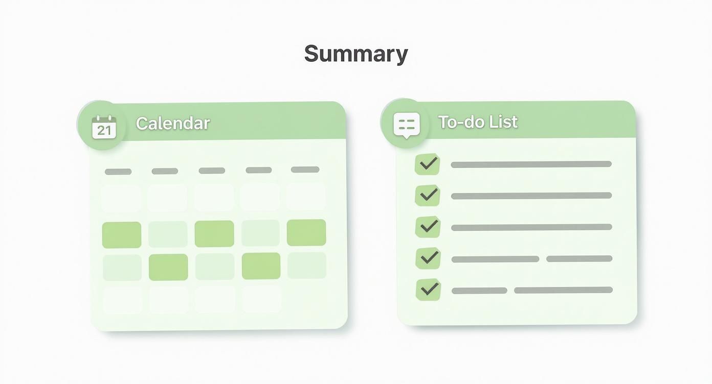 Infographic comparing a calendar habit tracker to a to-do list for building habits