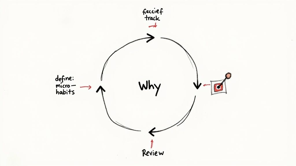 A person writing in aplanner, setting clear goals and habits for the week ahead.