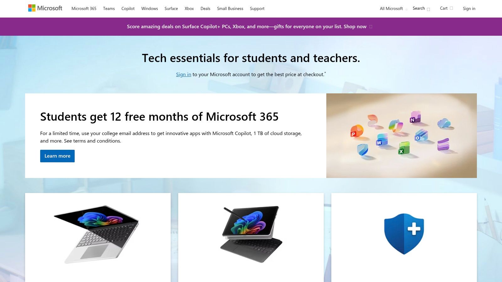 Microsoft Store – Education hub