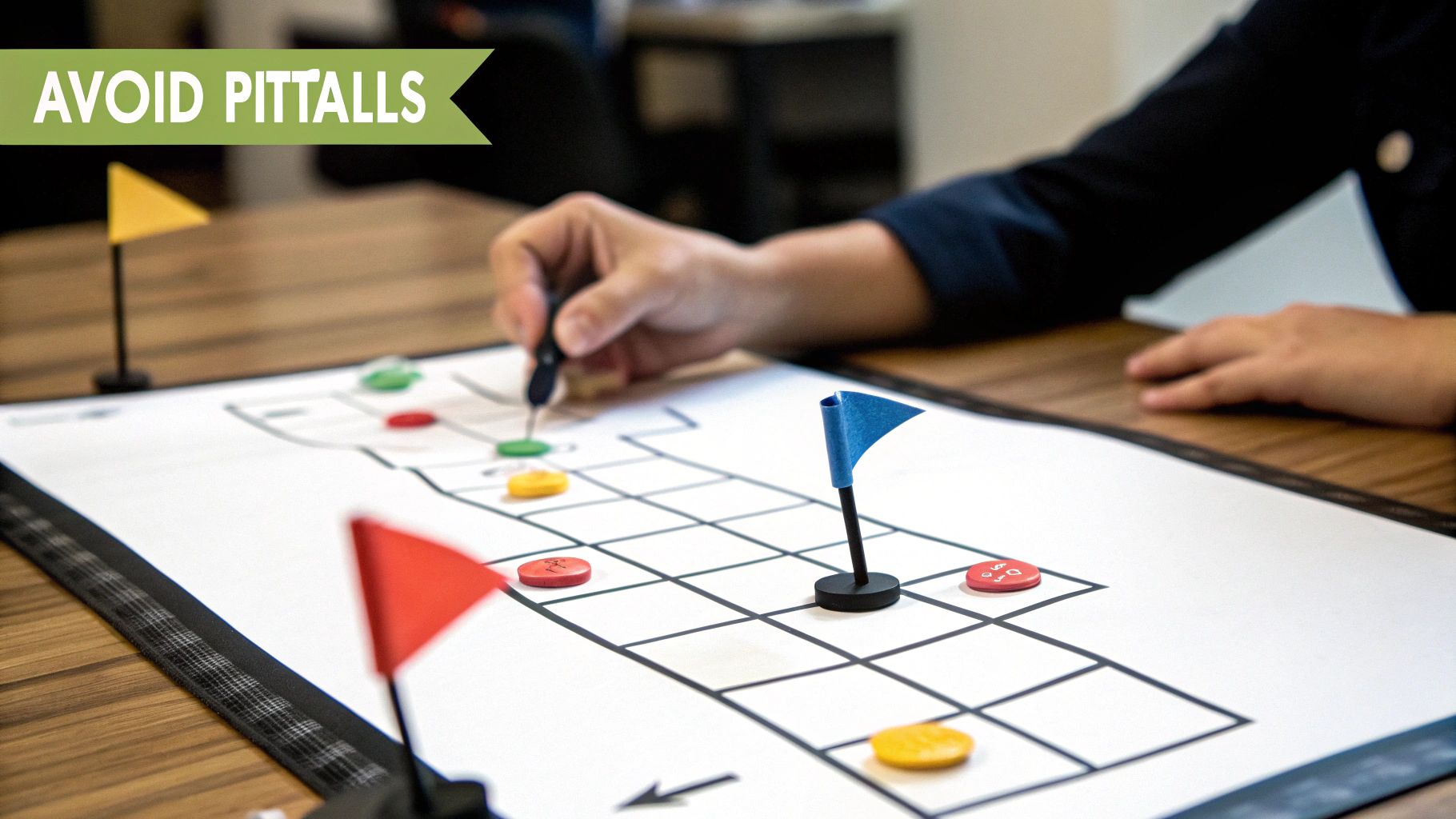 A person avoiding obstacles on a path