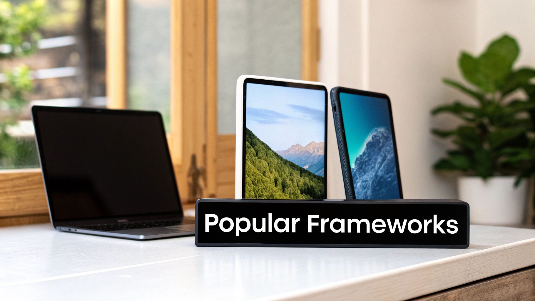 Logos of popular web frameworks like Django and Next.js