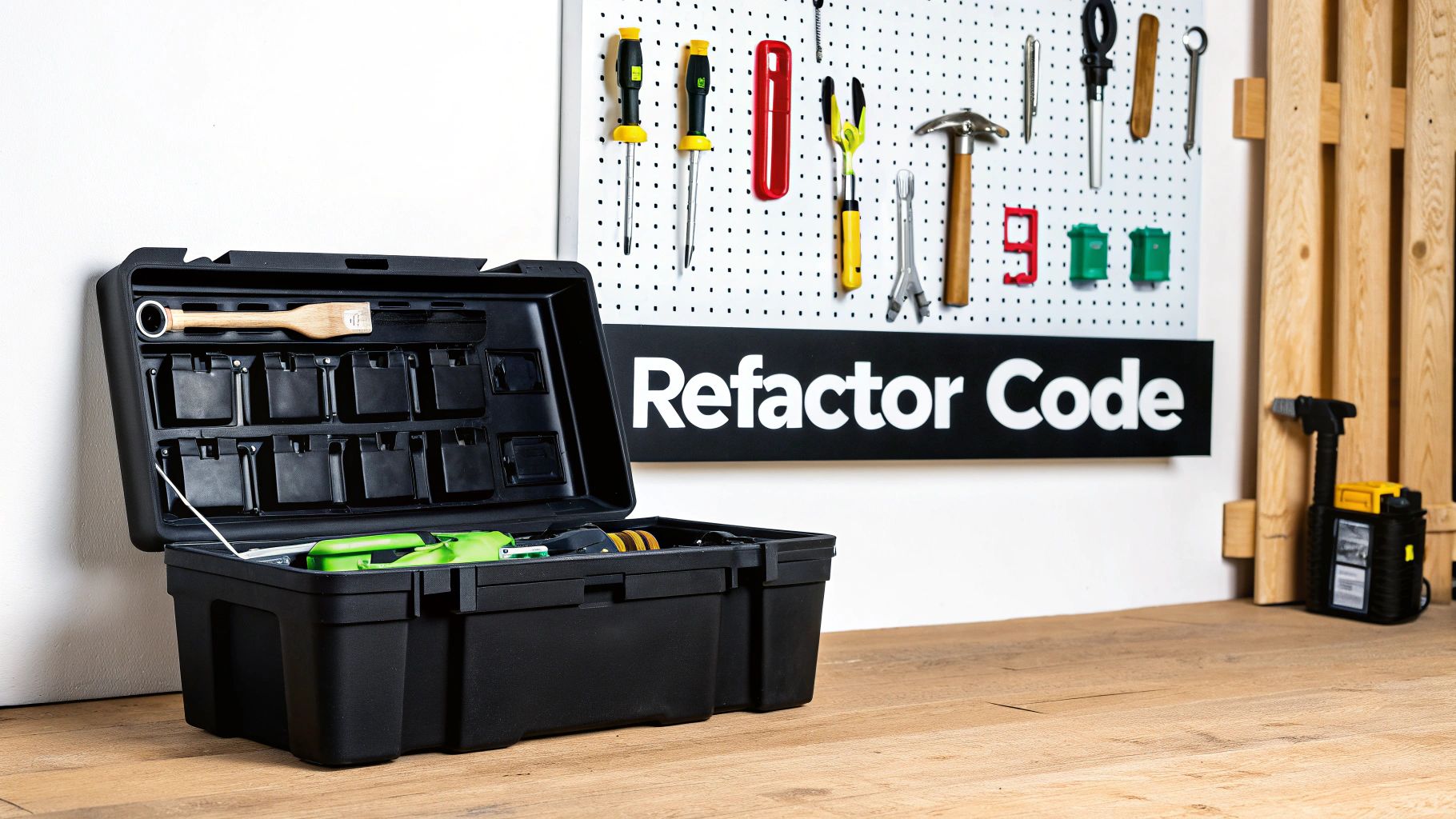 A programmer thoughtfully looking at lines of code on a monitor, symbolizing the process of refactoring.