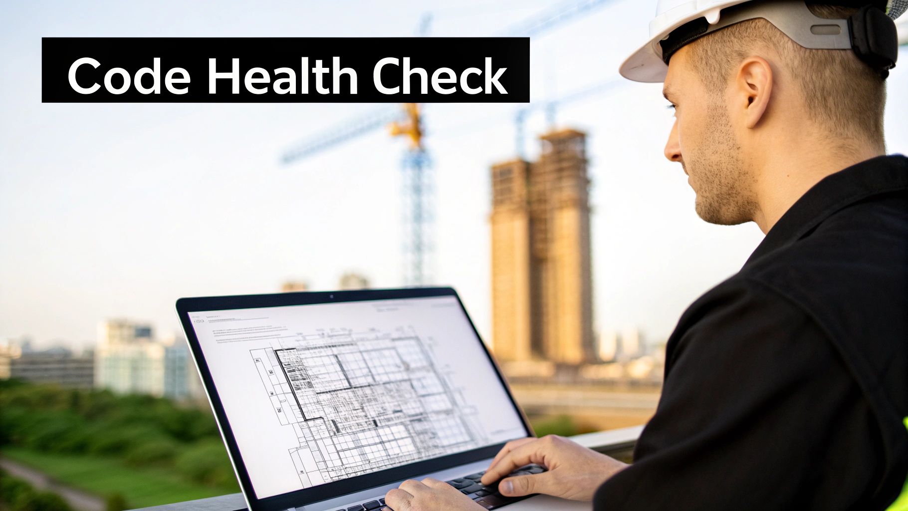 A security professional analyzing code on multiple computer screens in a dark room, representing a software security audit