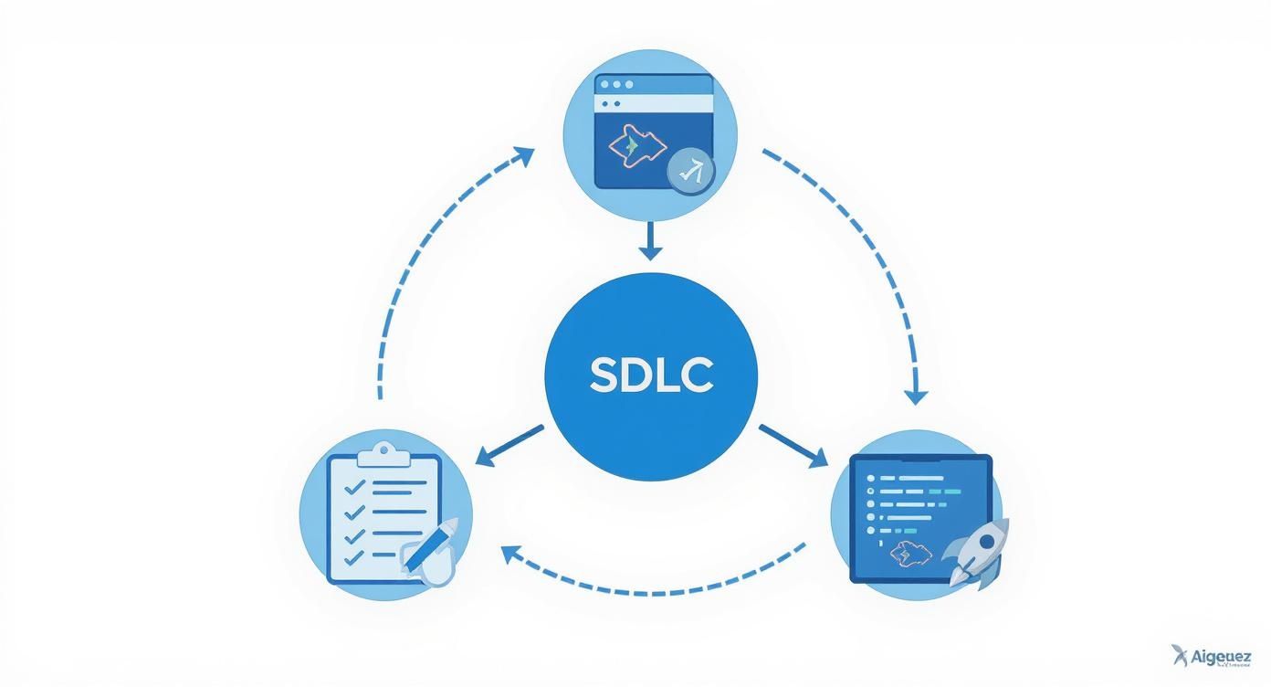 Infographic about software development lifecycle steps