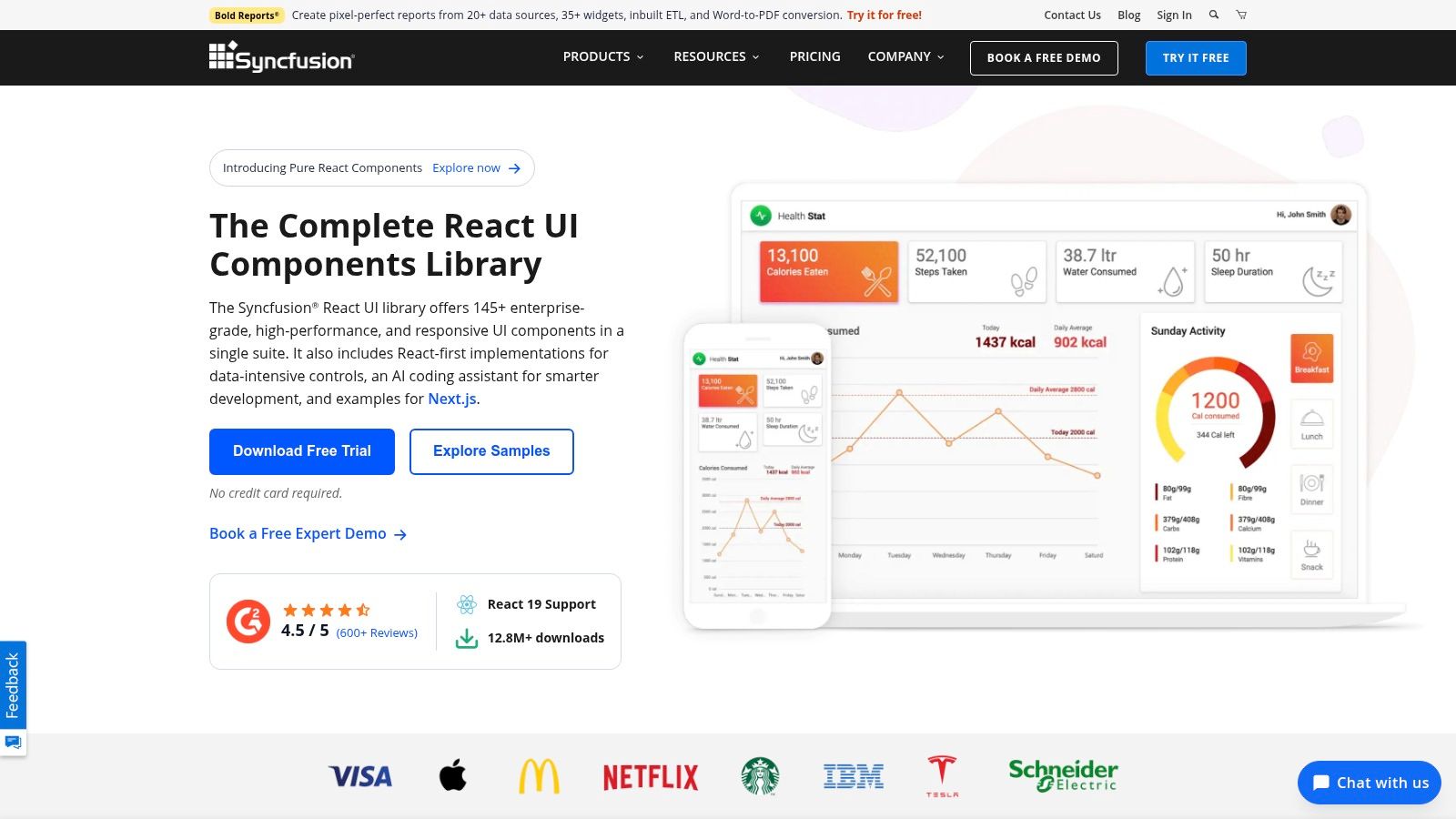 Syncfusion Essential Studio for React