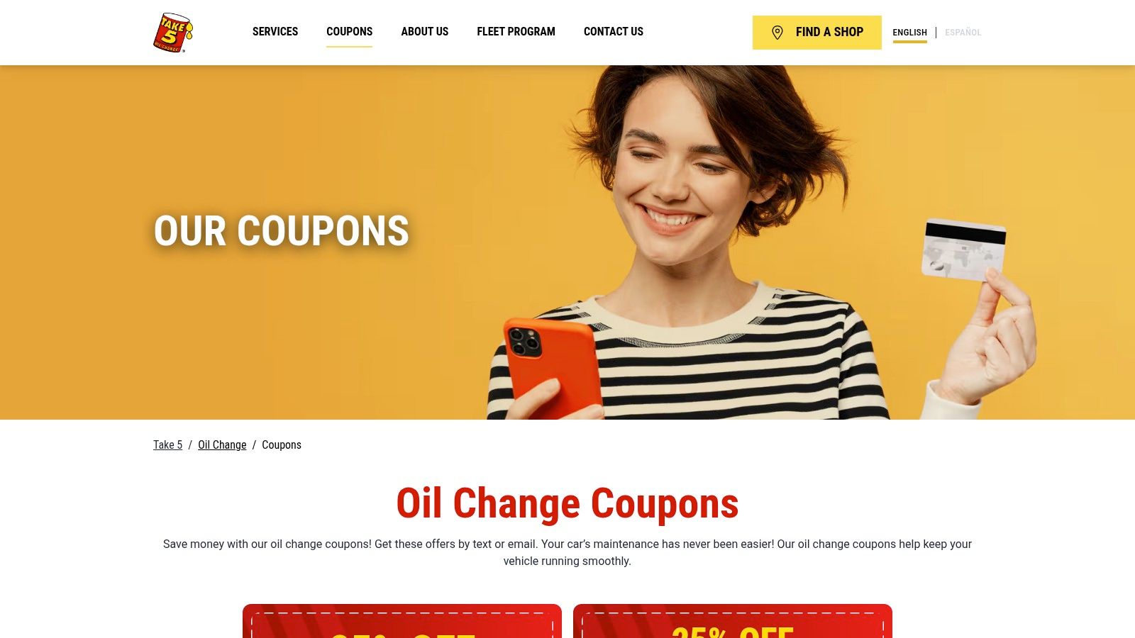 Take 5 Oil Change — Official Coupons