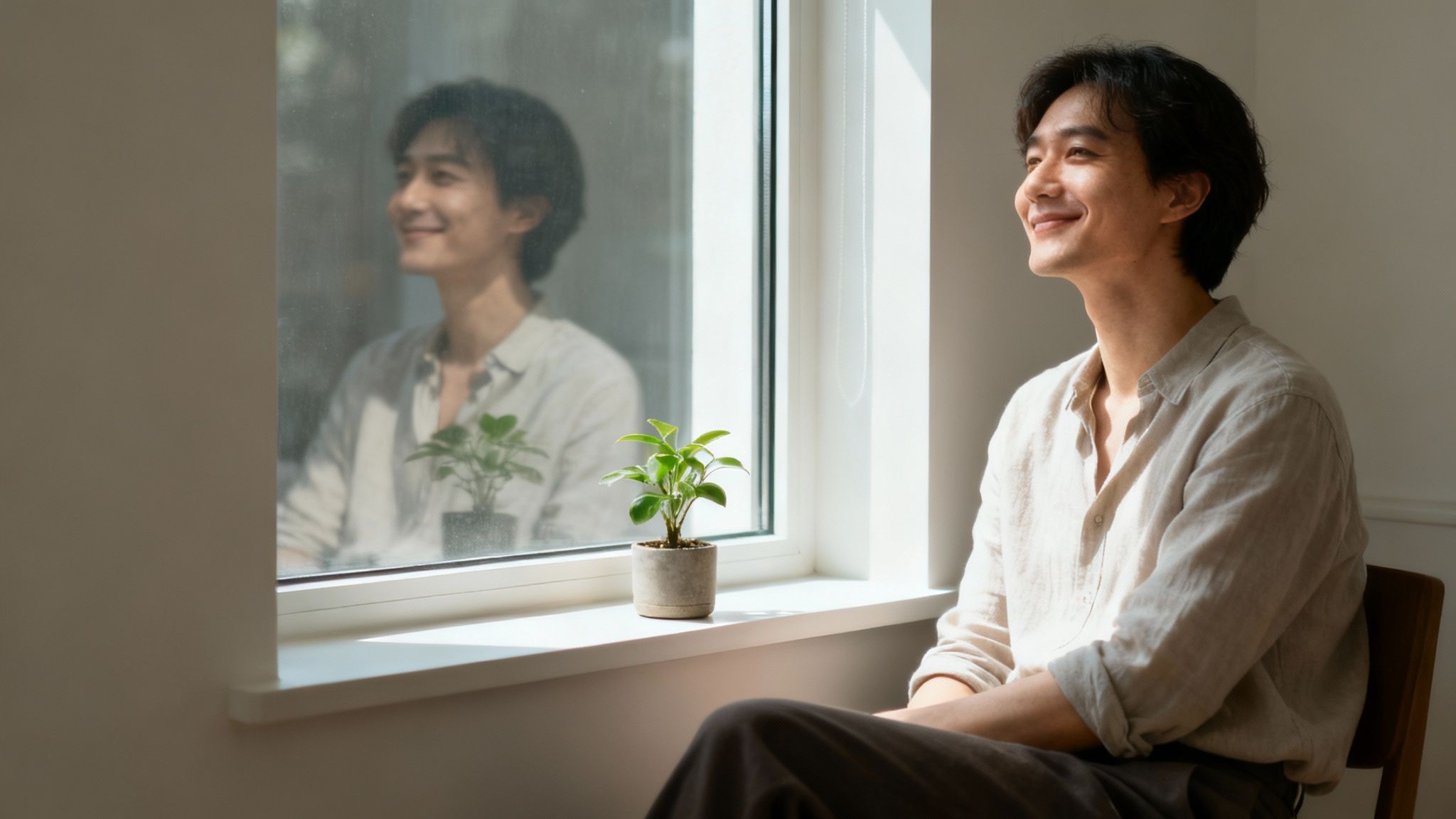 A serene individual meditating in a calm, natural setting, symbolizing mental peace.