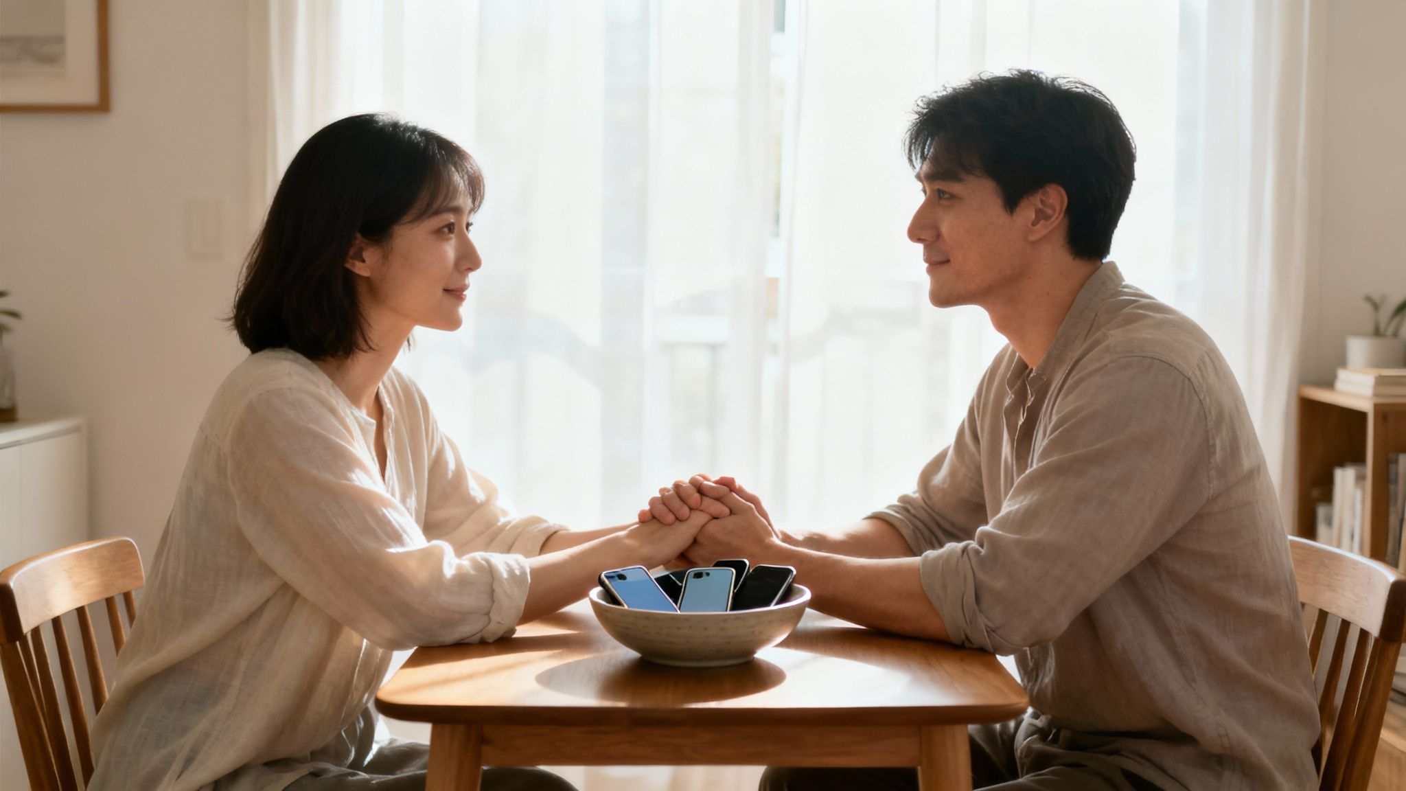 A couple working together, smiling, symbolising rebuilding their connection.