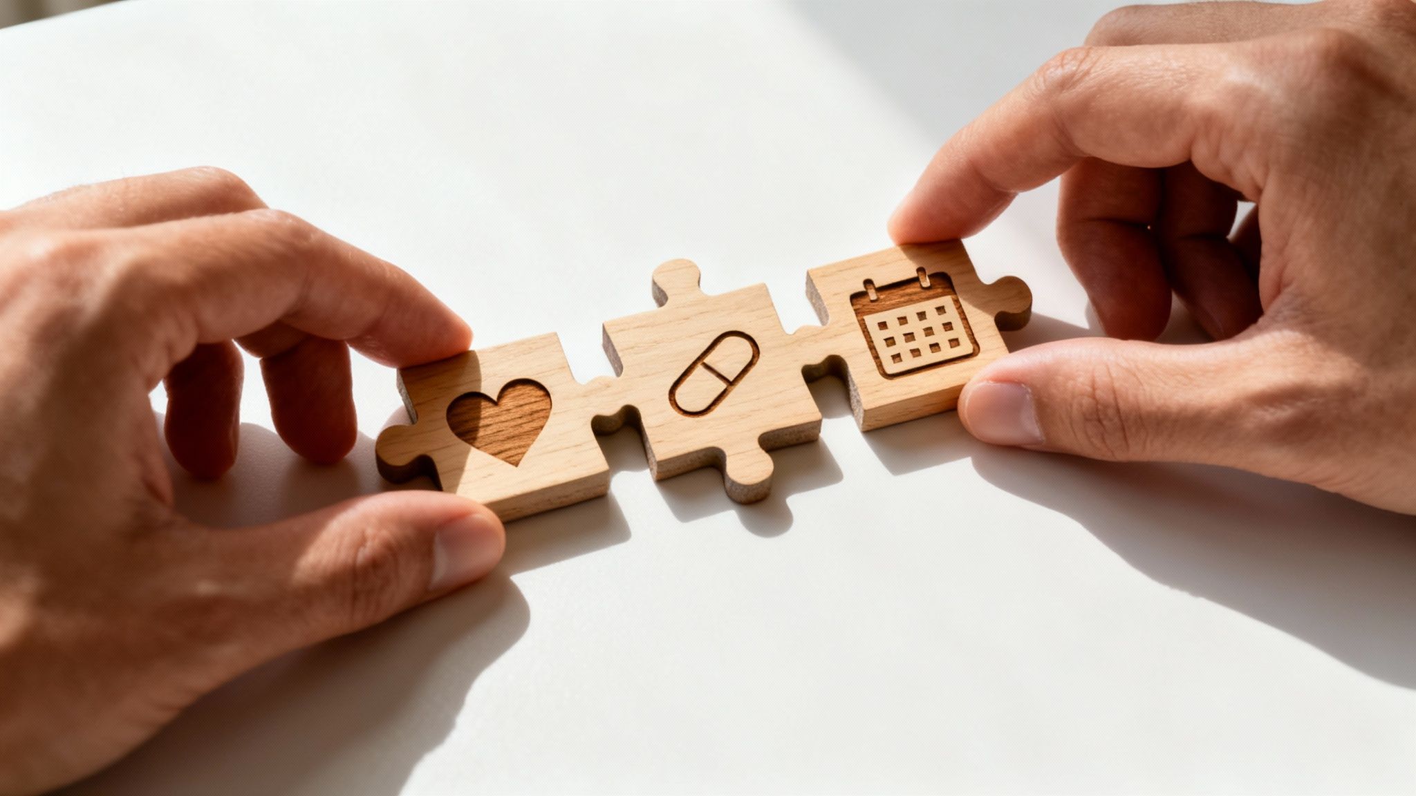 A supportive hand resting on another person's shoulder, with a warm, comforting background.