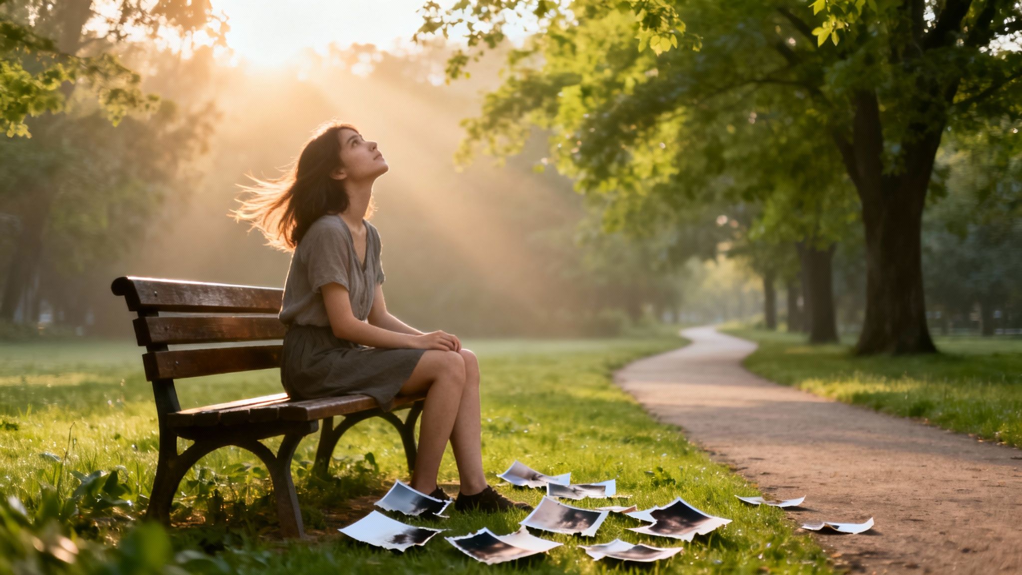 Lady on a park bench