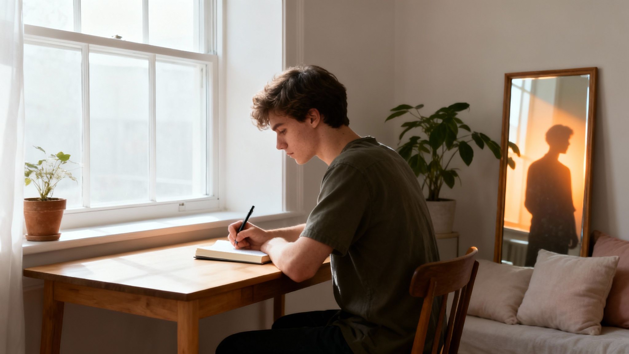 Boy writing
