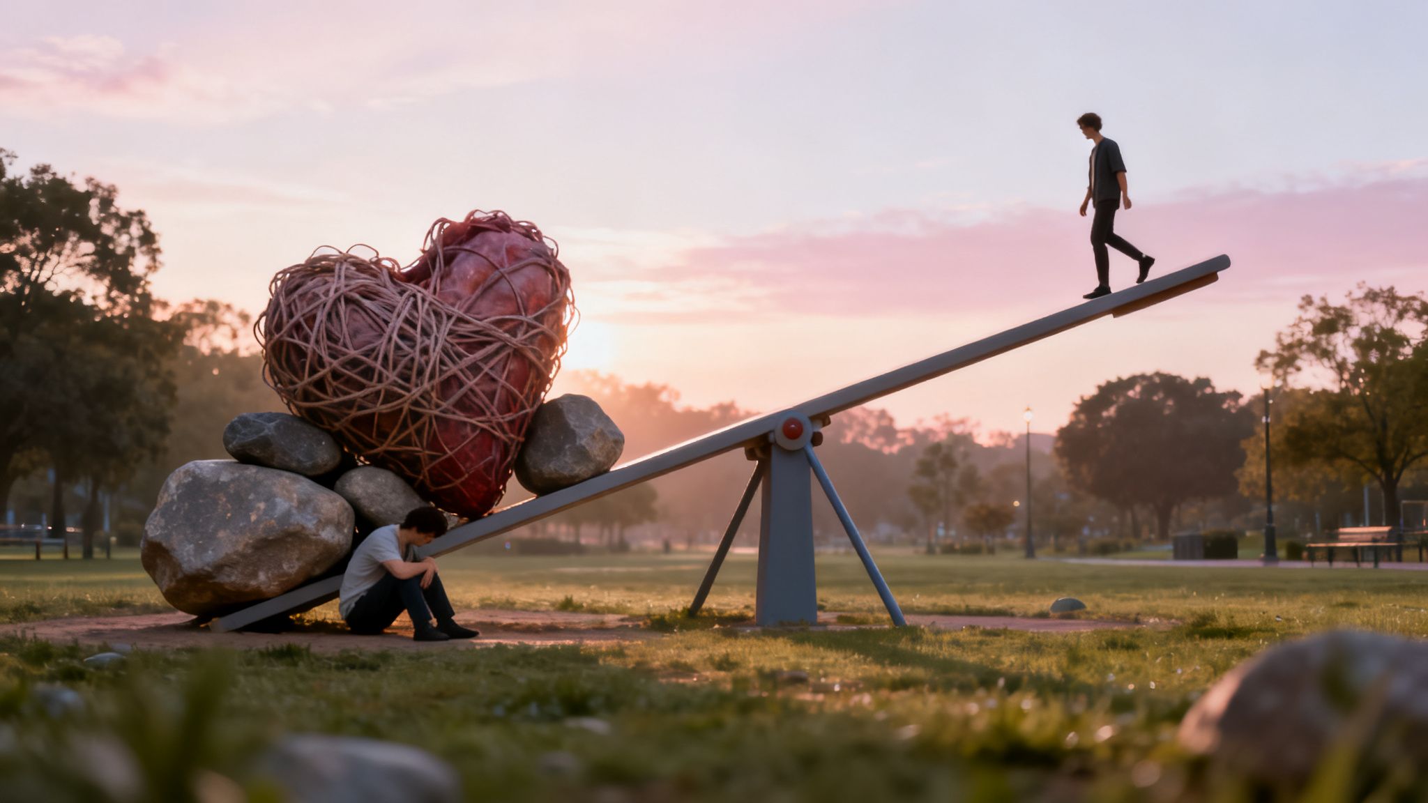 big heart on see-saw