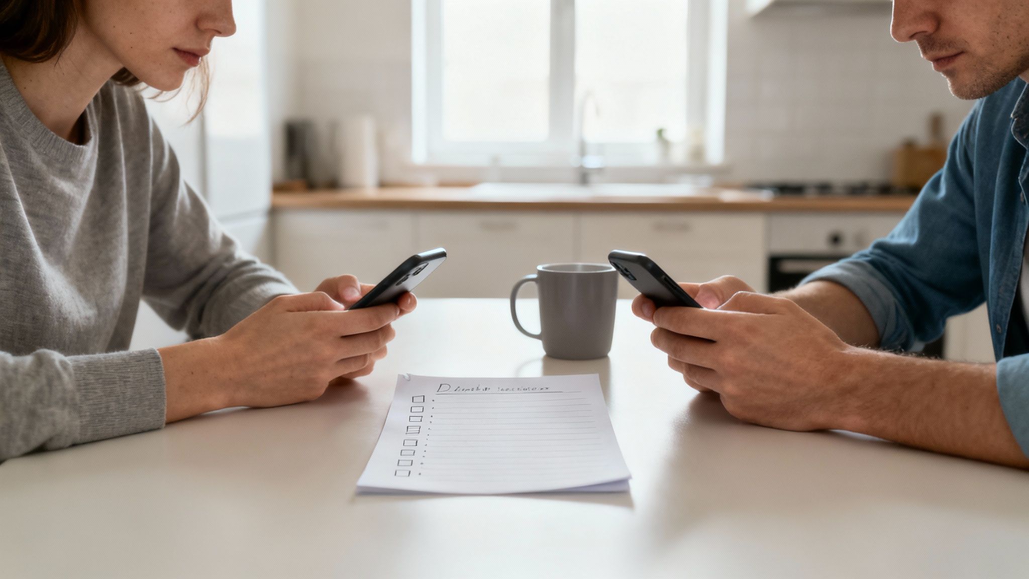 A couple sits on opposite ends of a bed, looking away from each other, illustrating emotional distance.