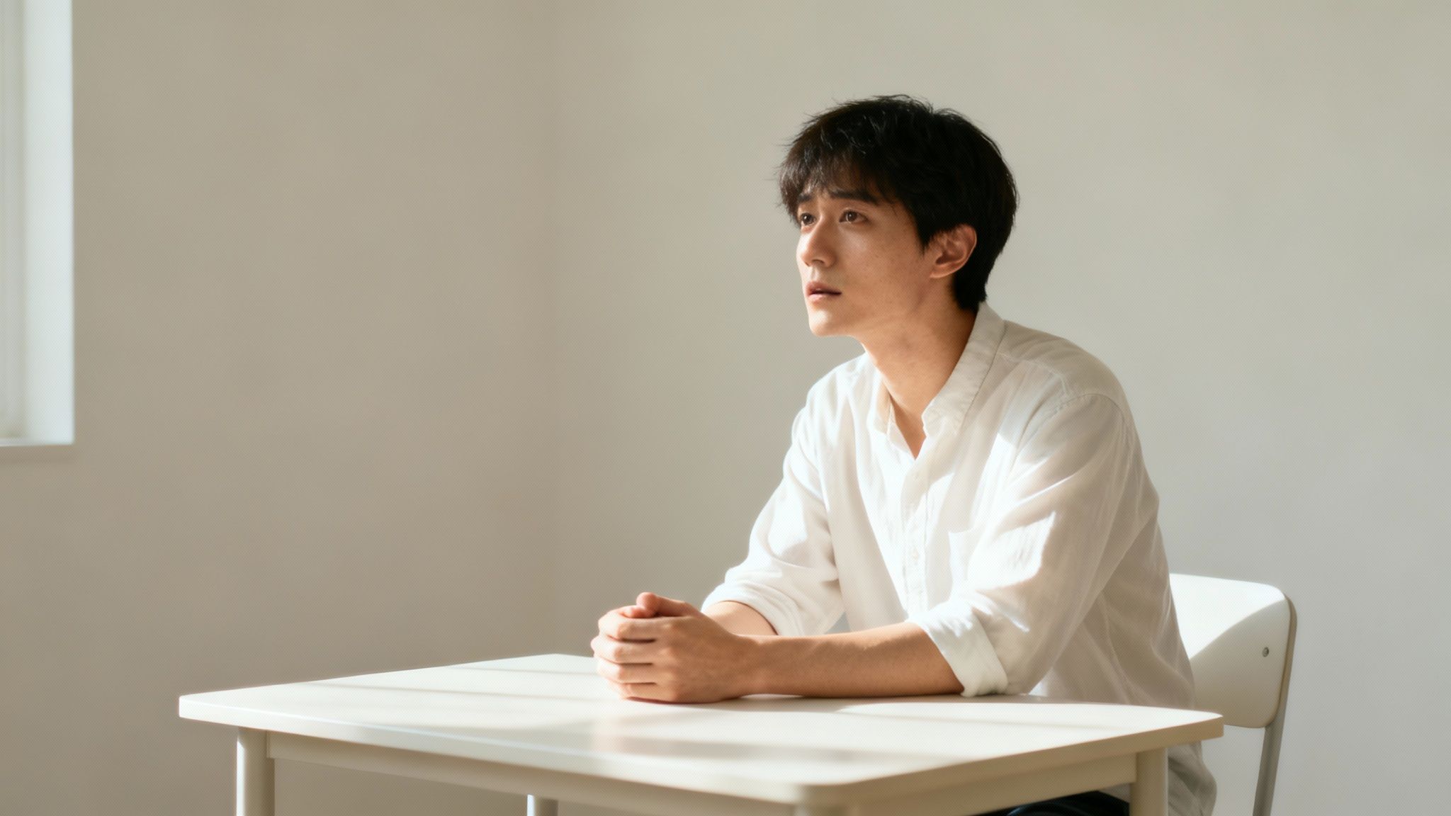 A person is journaling at a desk, surrounded by plants, creating a calm atmosphere.