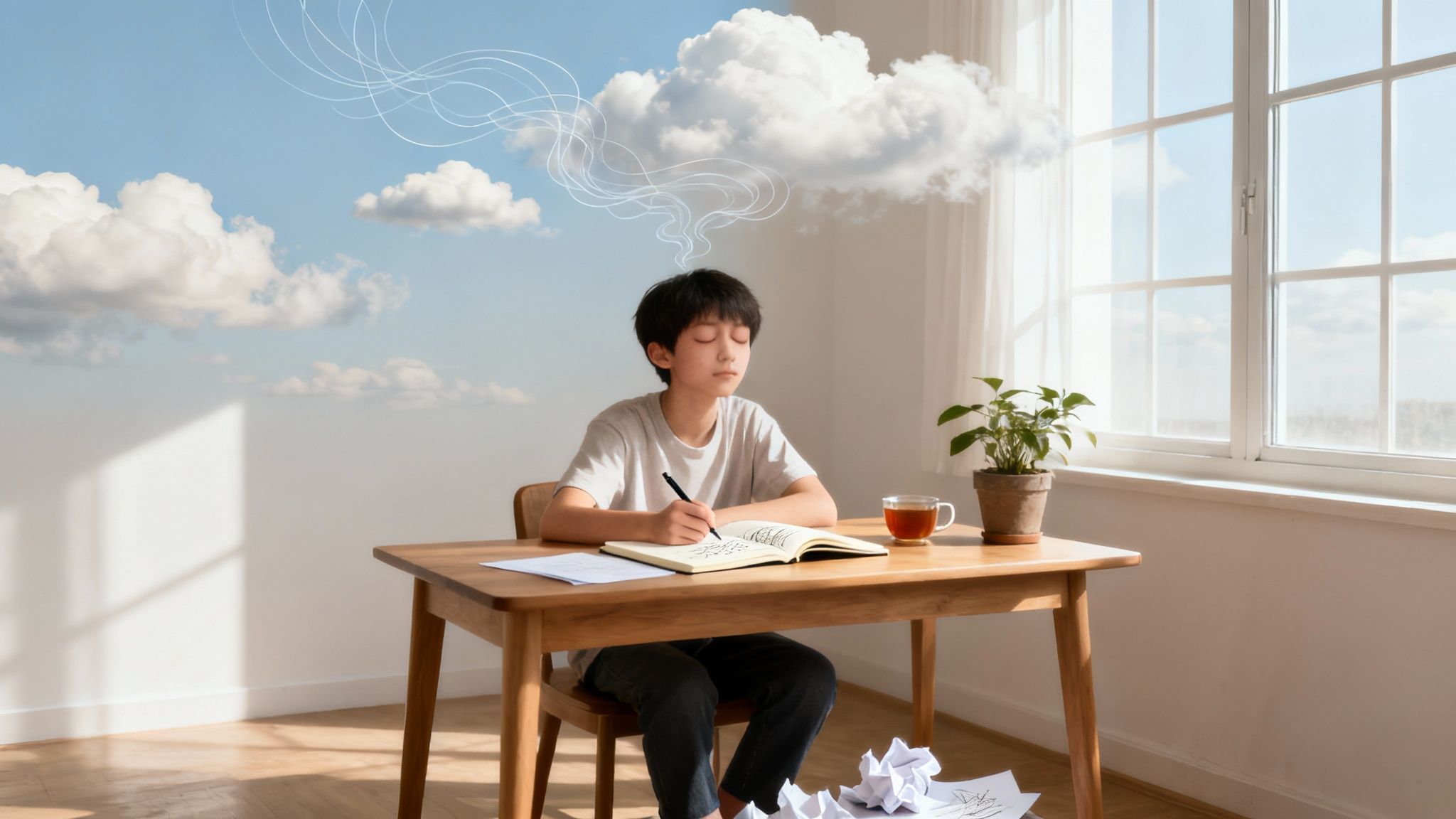 A young man deep in thought