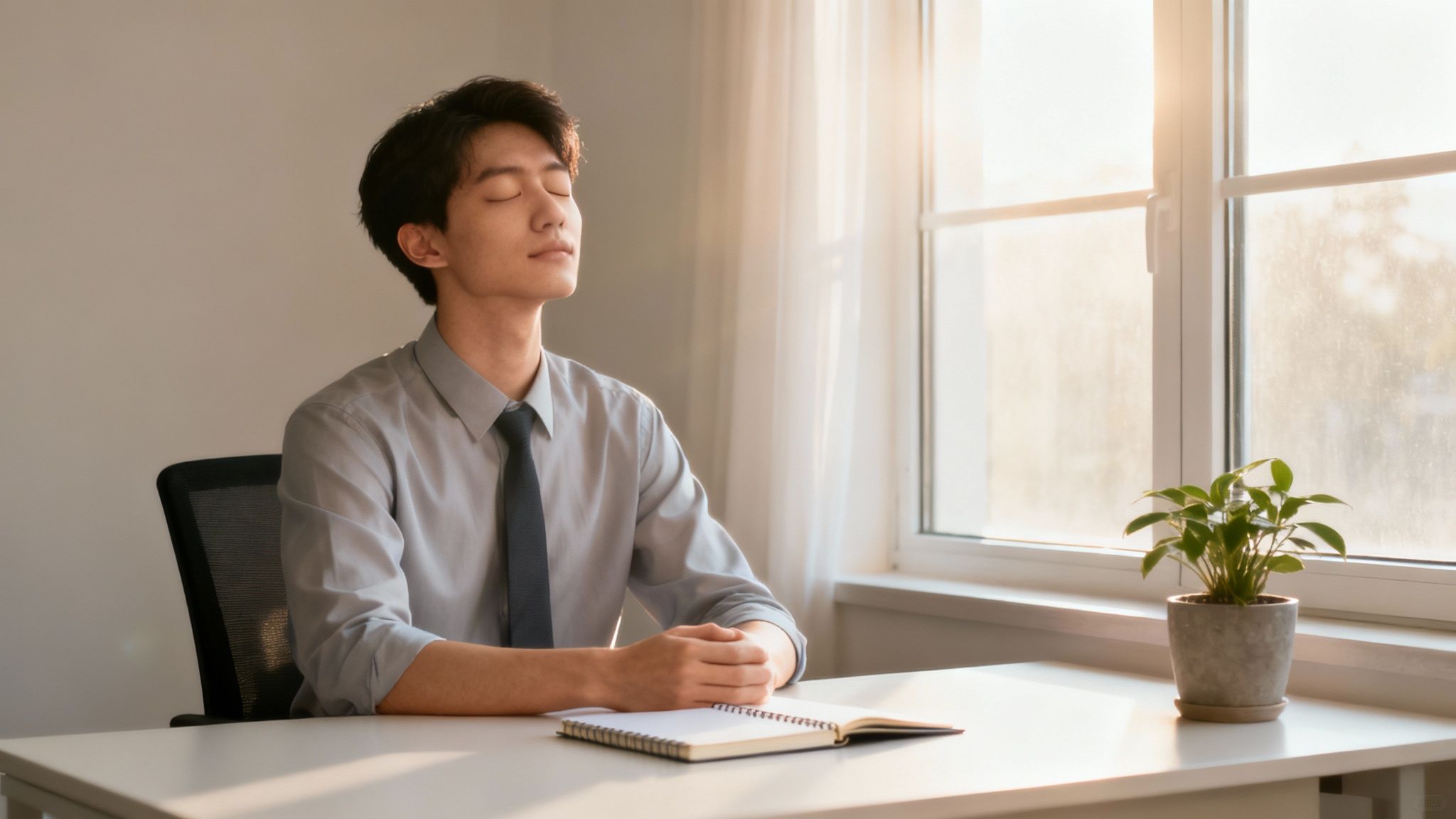 A man at work with no anxiety