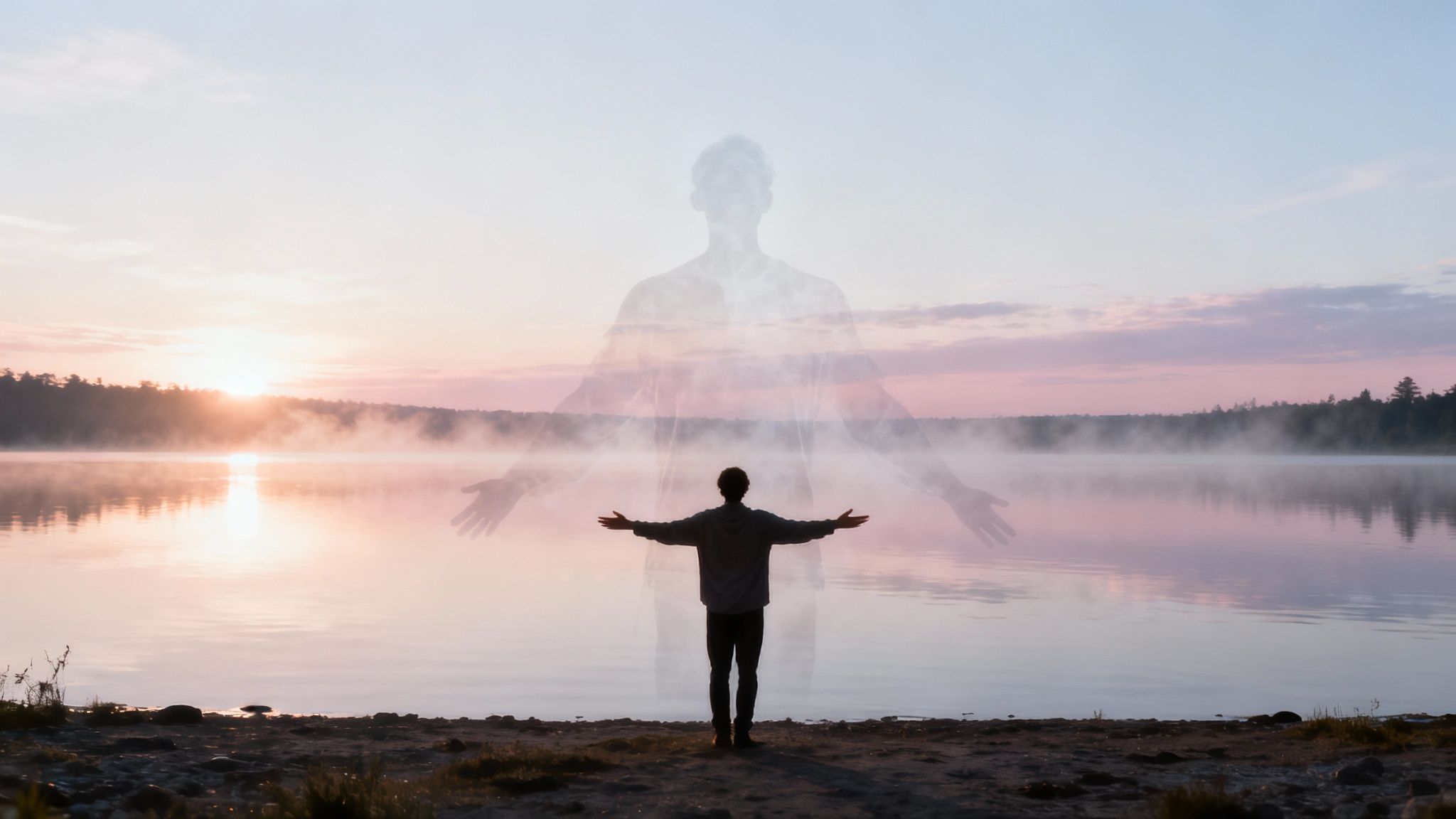 A person with arms outreached.