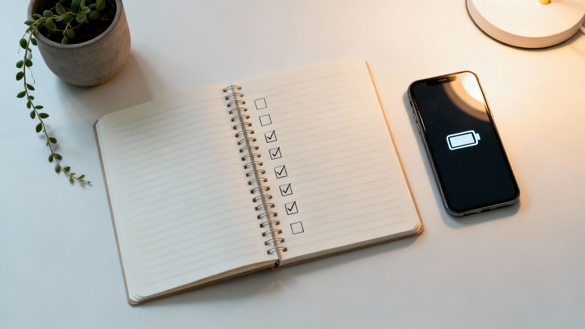 Book and a phone on a desk