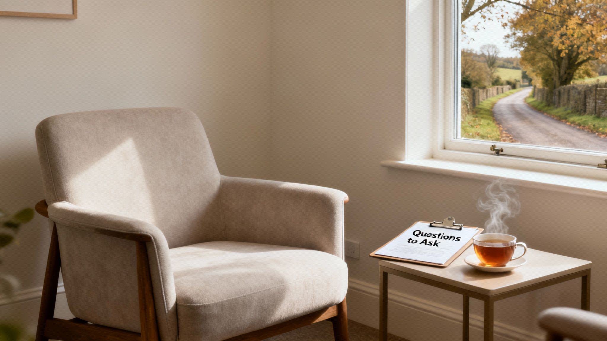 A person walks on a path through a peaceful, green forest, symbolising a journey of healing.