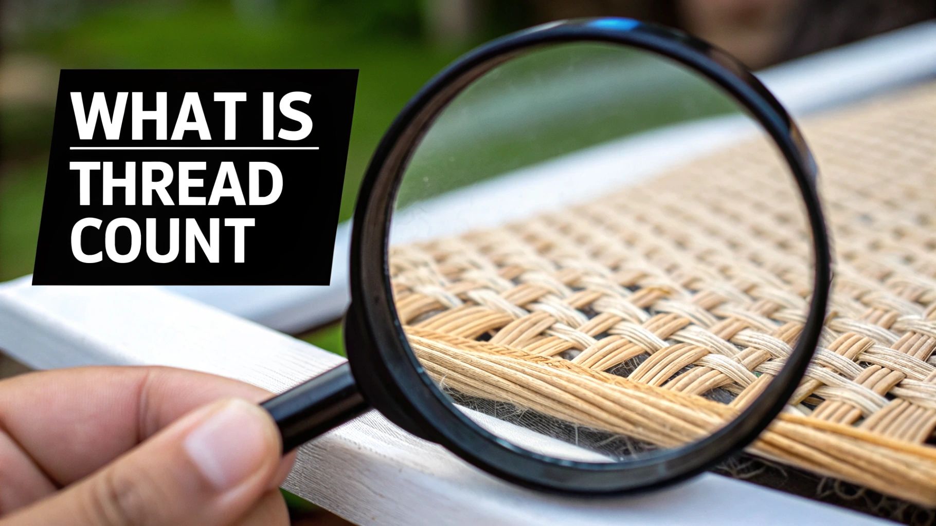 Close-up shot of the weave of a high-quality cotton sheet.
