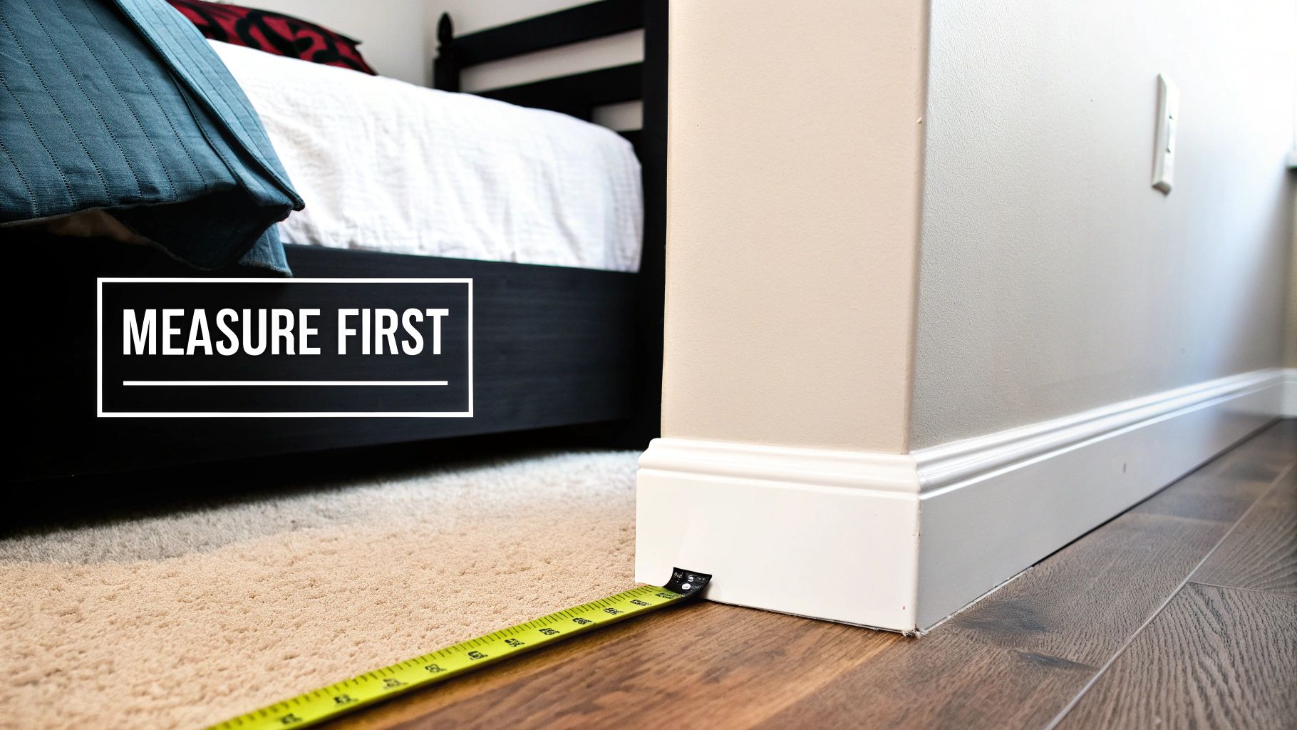 A well-arranged bedroom with the bed as the focal point