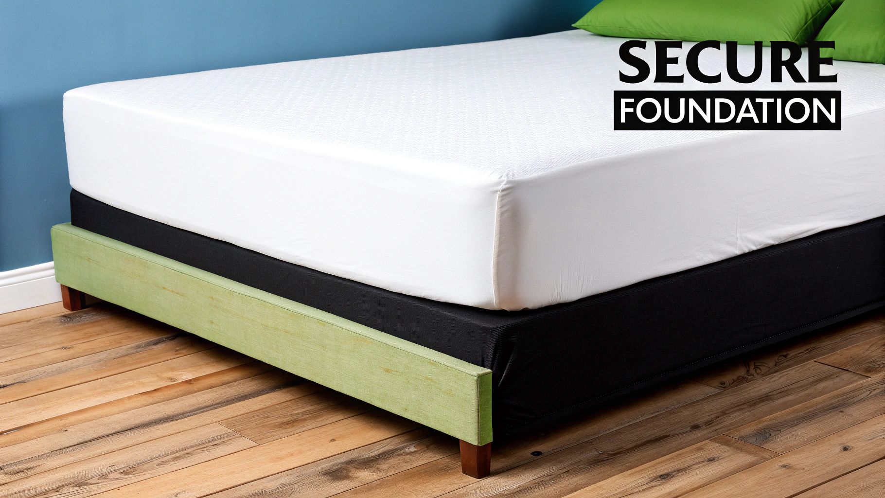 A neatly made bed with a crisp, white fitted sheet pulled taut over the mattress.