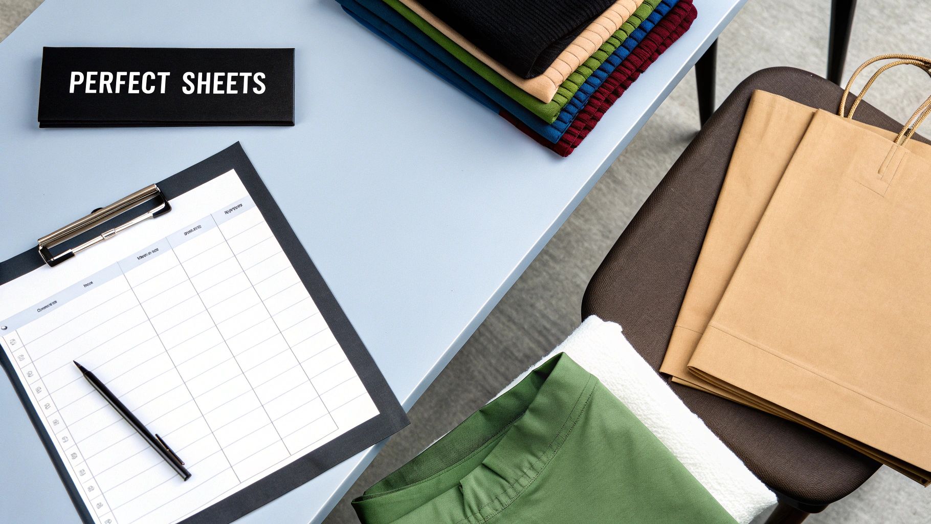 A stack of neatly folded bamboo sheets in various neutral colours.