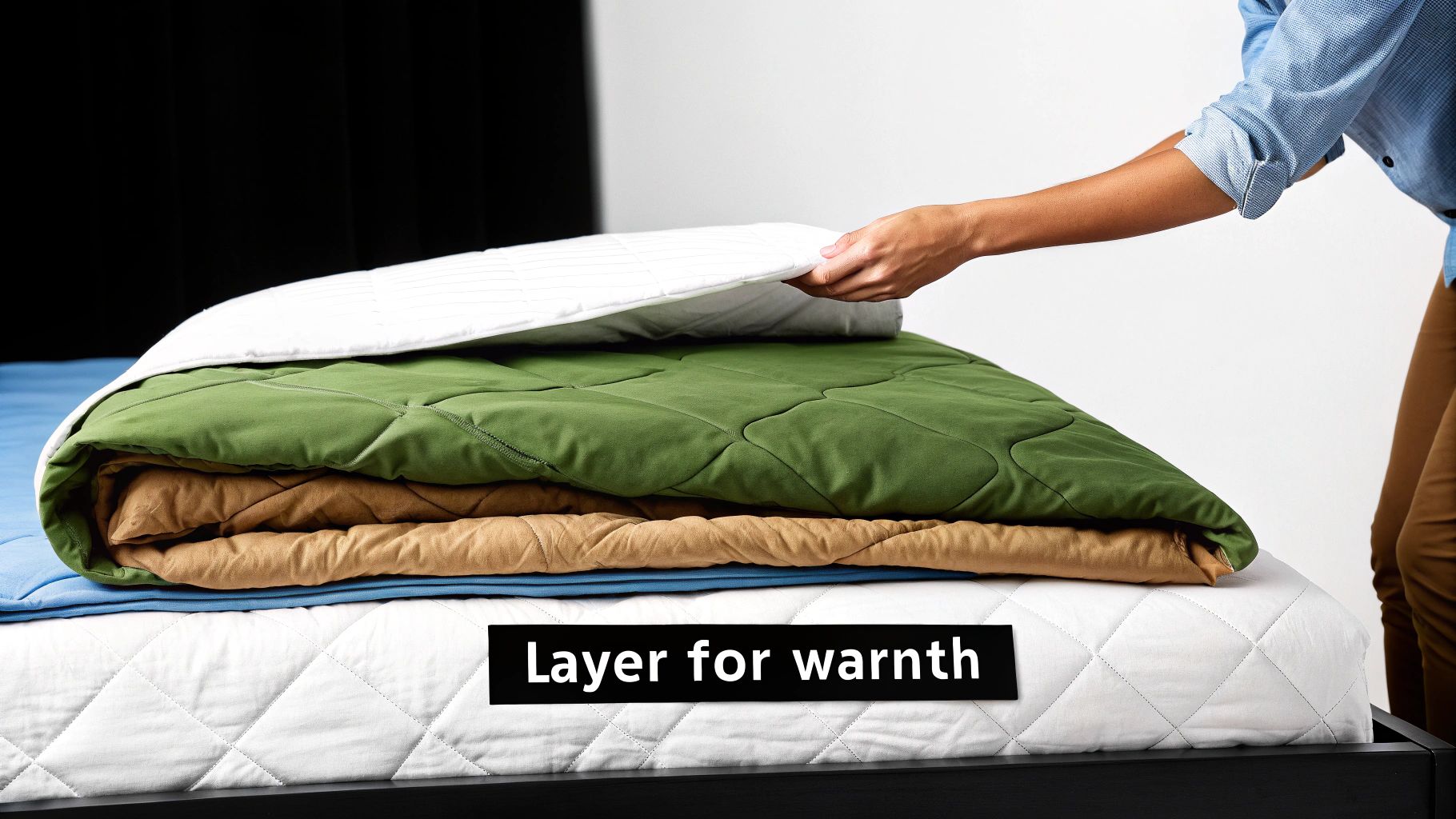 Cozy layered bedding setup