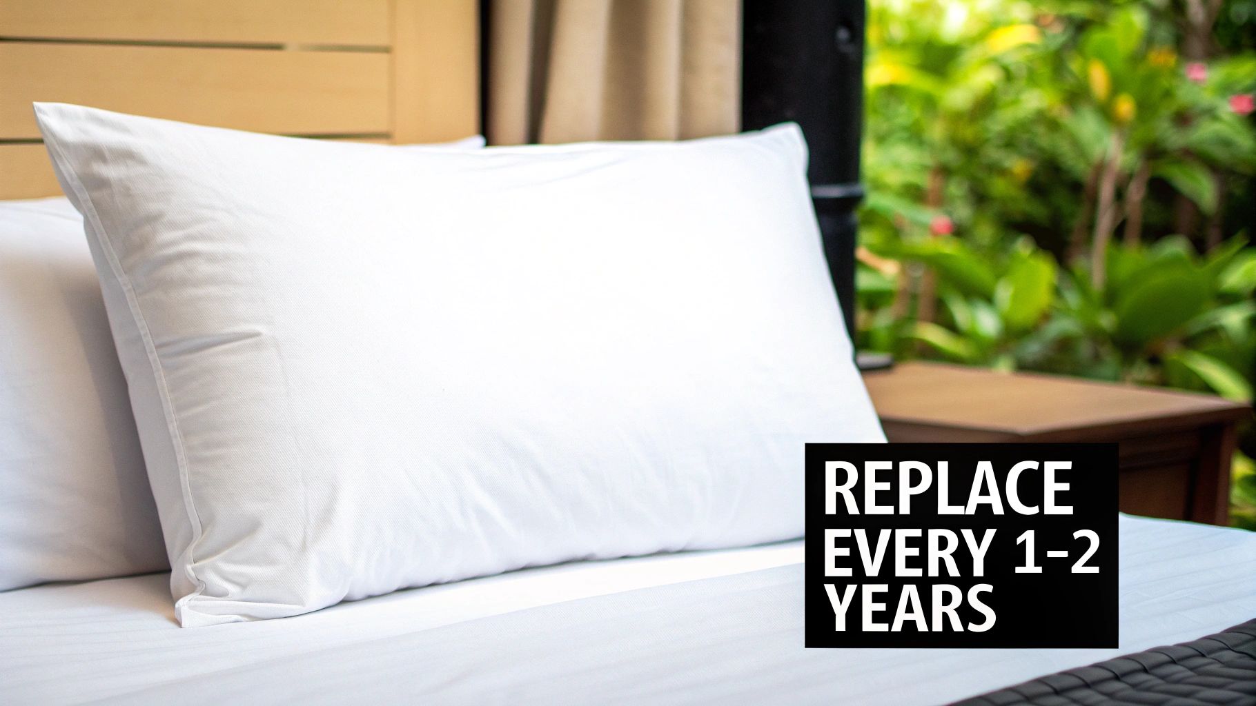 A neatly made bed with two fluffy white pillows.