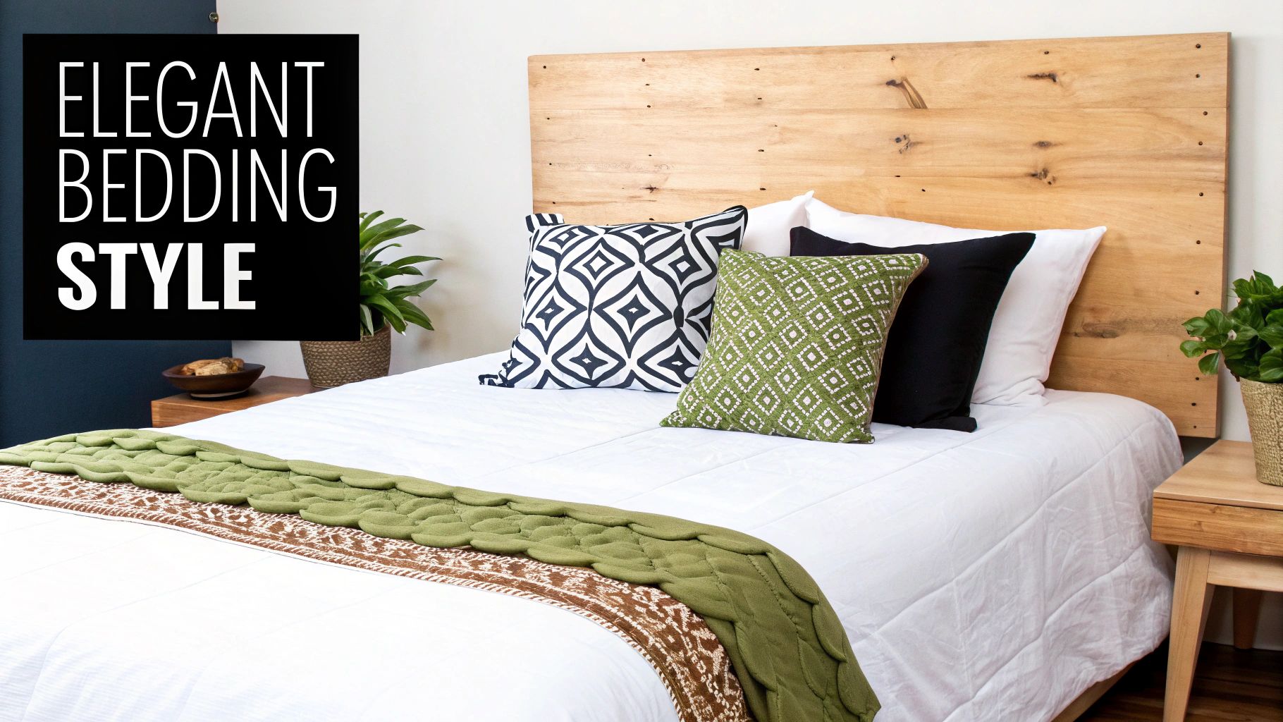 A beautifully styled bed with premium Egyptian cotton sheets, layered with a duvet and pillows.