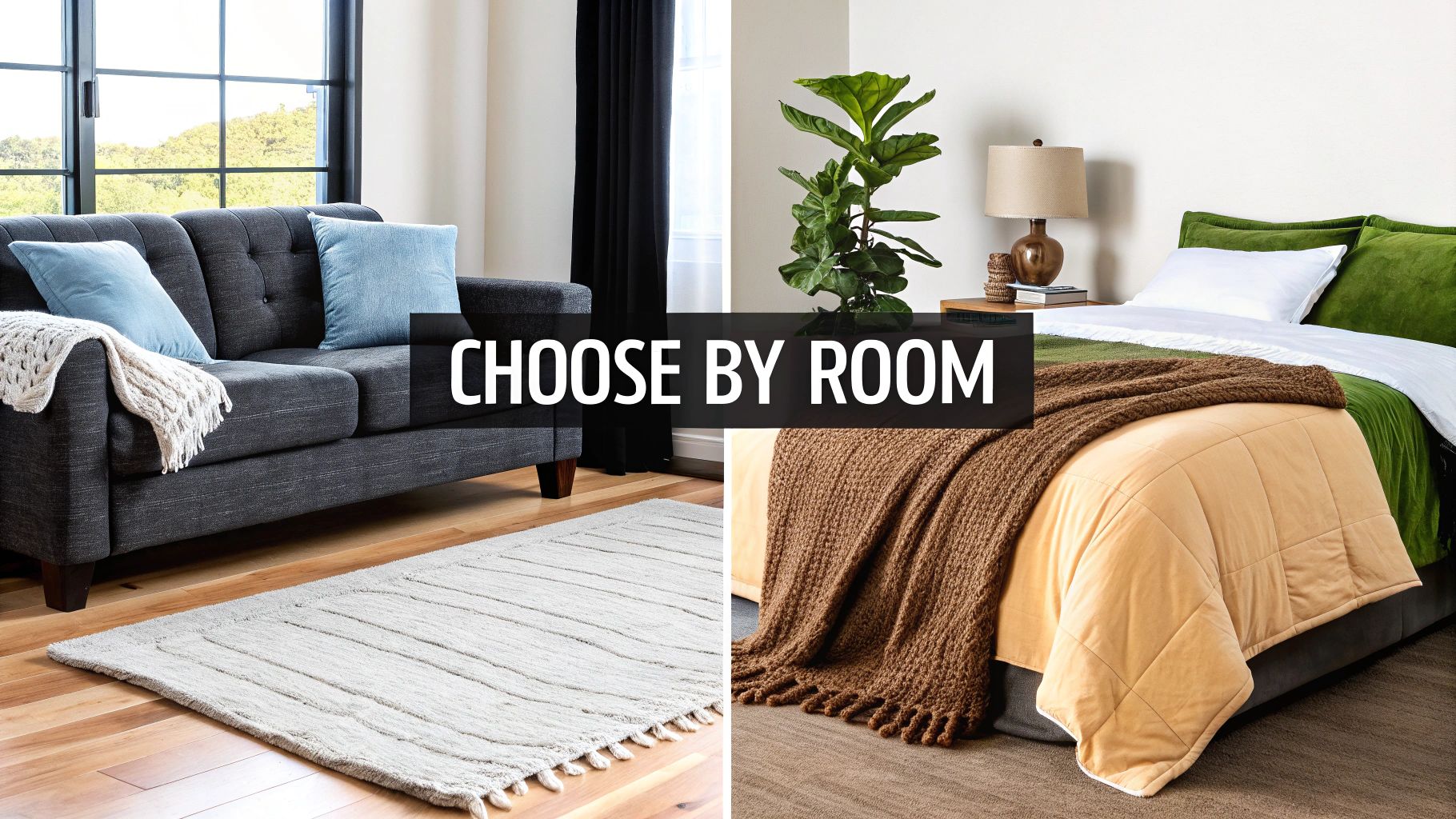 A neatly folded stack of cosy winter blankets on a bed.