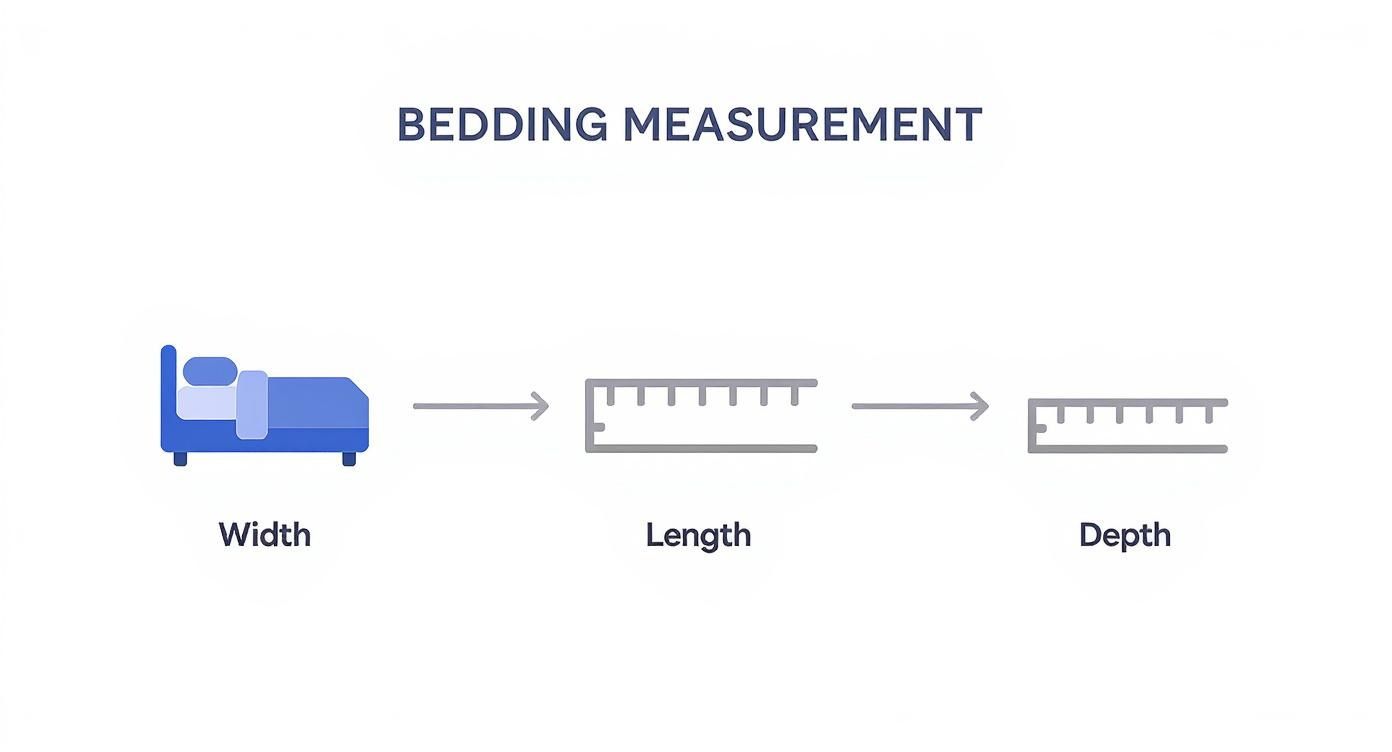 Infographic about bedding size dimensions