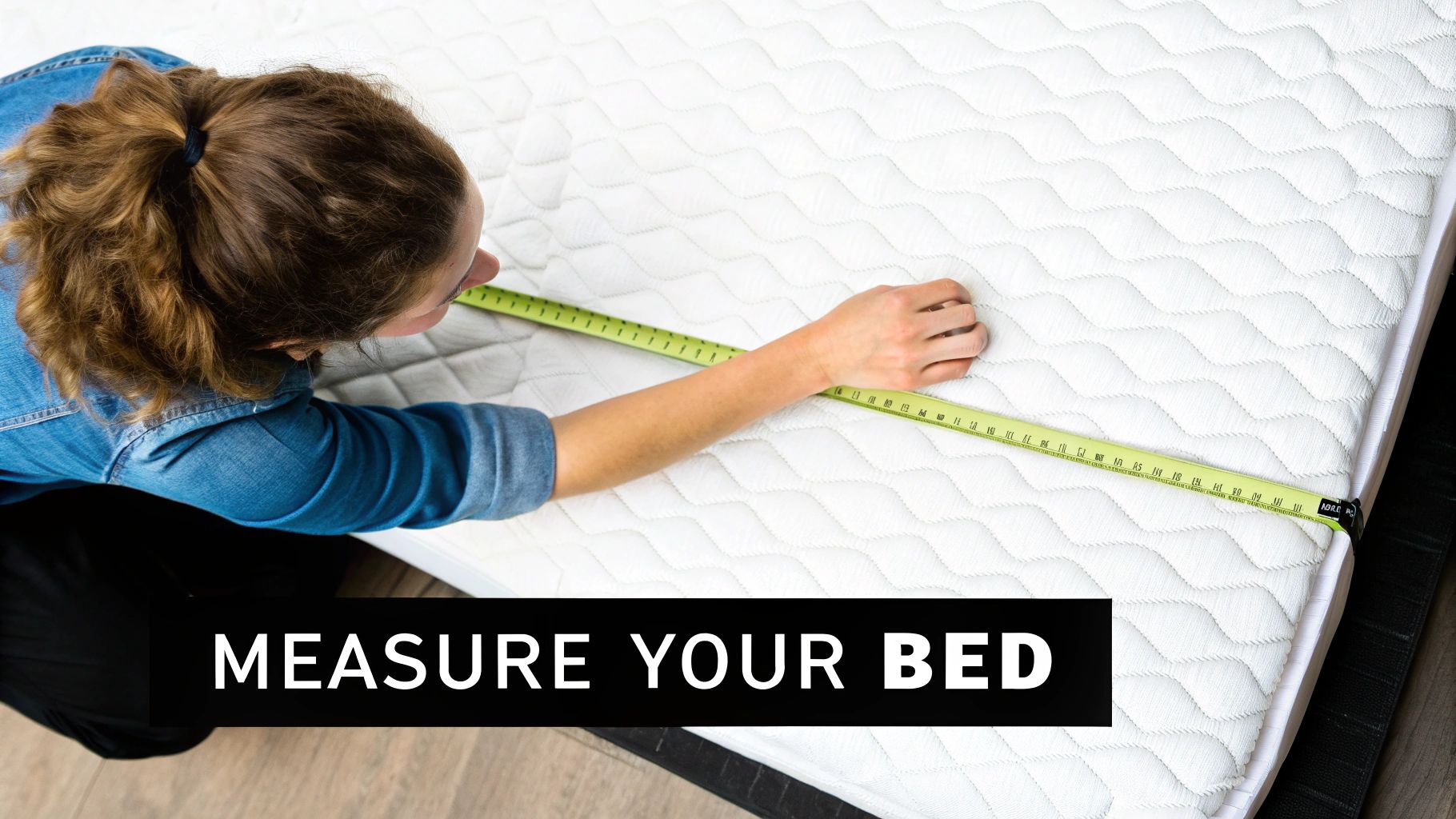 A measuring tape on a bed mattress