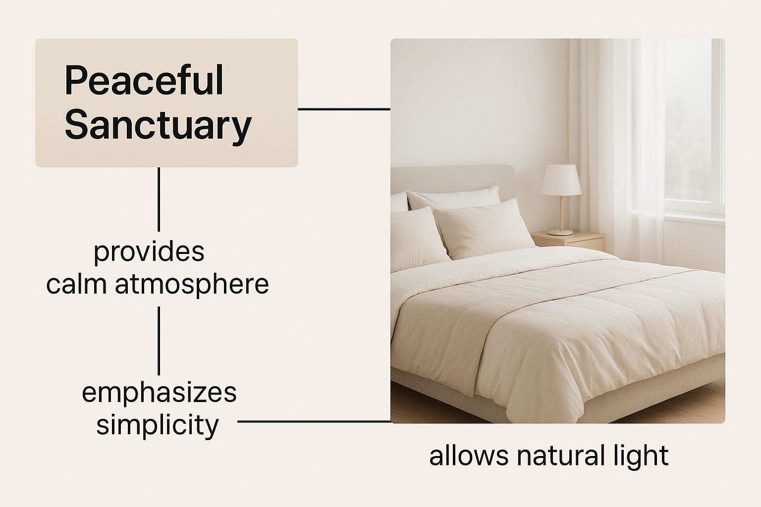 Infographic about beige and white comforter