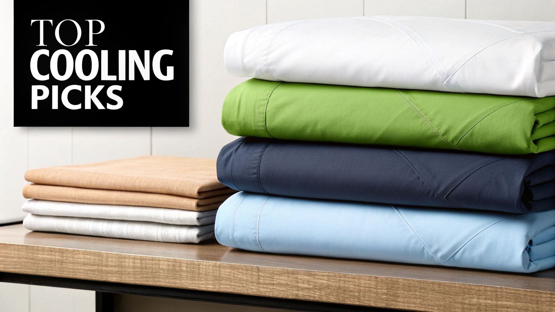 A stylish bed with crisp, inviting cooling sheets ready for a comfortable night's sleep.