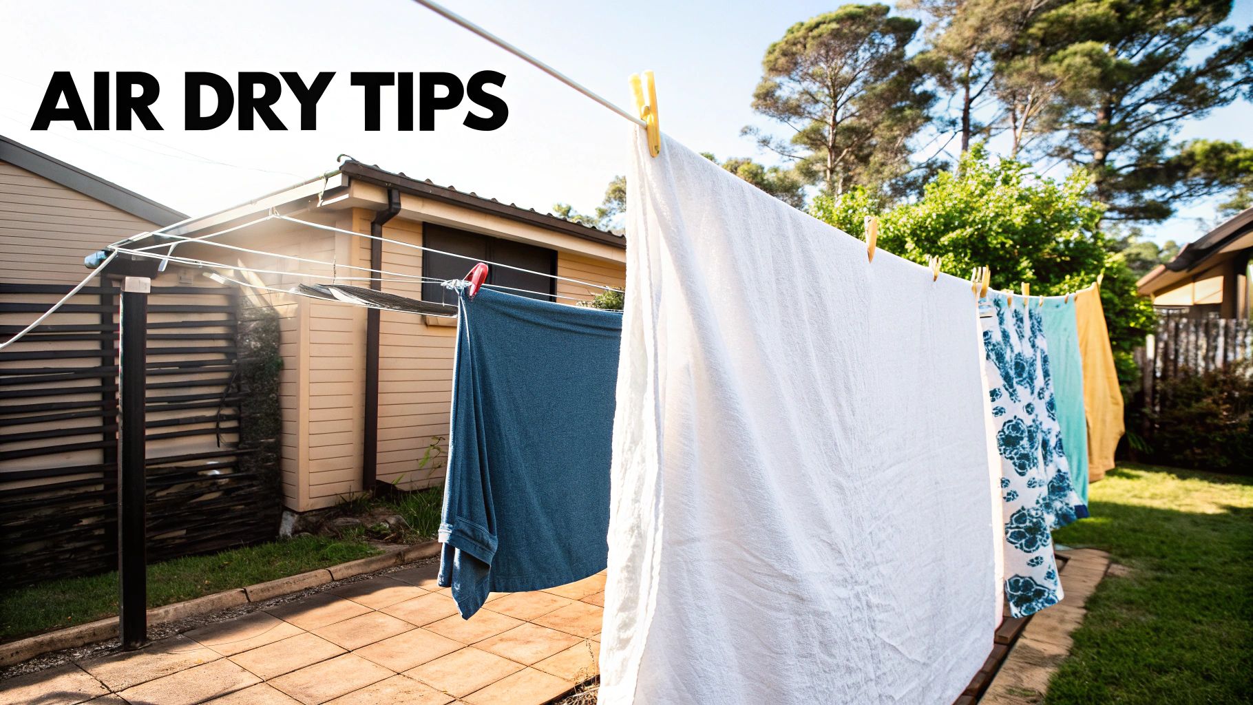 A person airing out a fresh white doona on a sunny balcony.